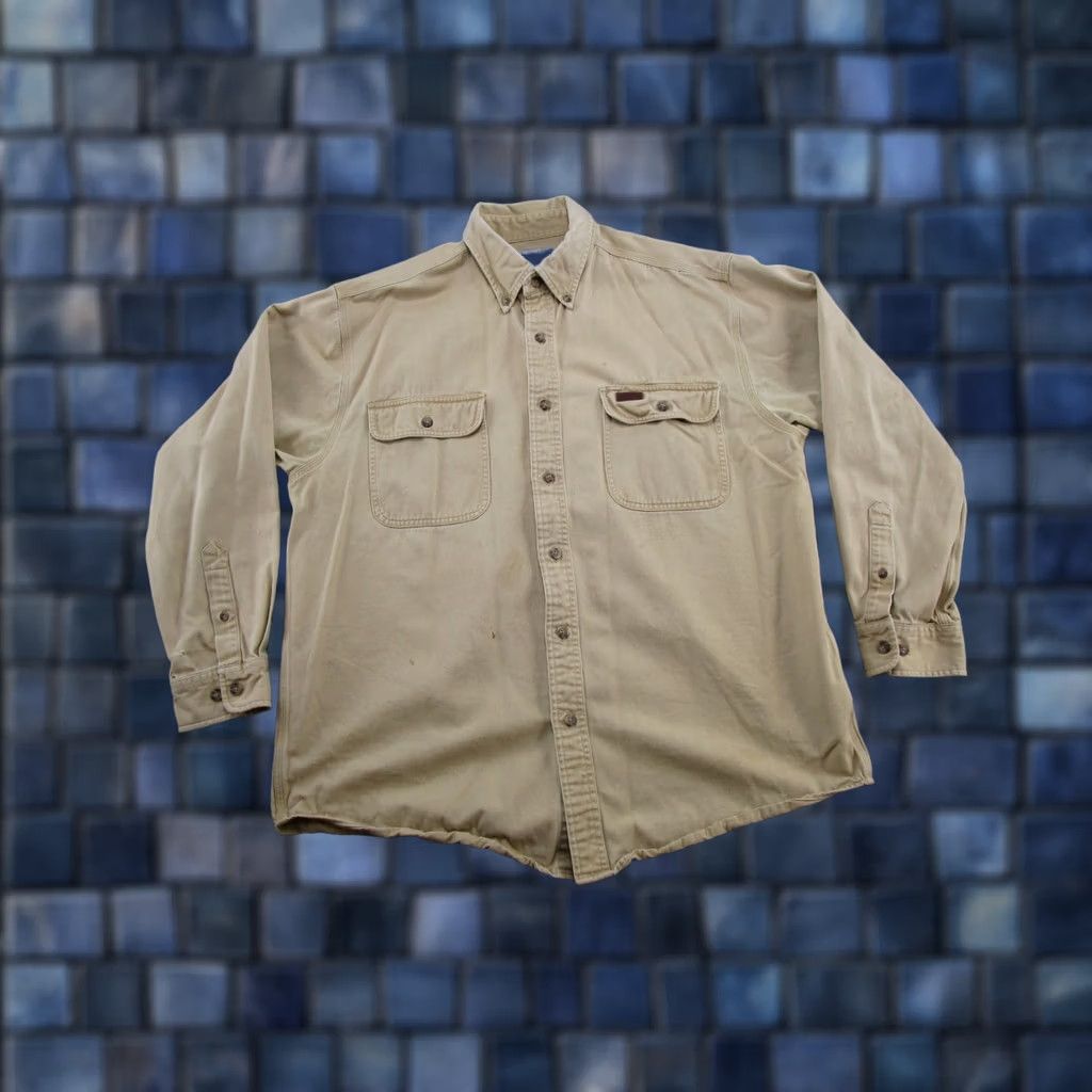 Carhartt VINTAGE Carhartt S09SRW Canvas Work Shirt Long Sleeve Button Sandstone Size L Mens Size US L / EU 52-54 / 3 - 1 Thumbnail