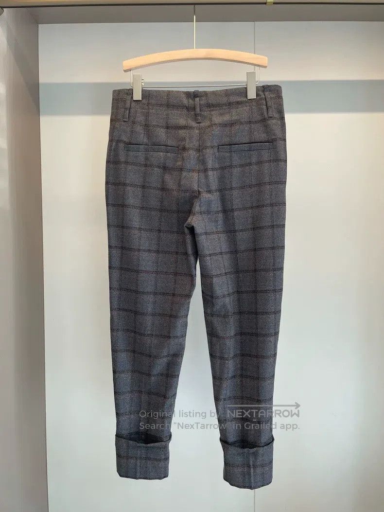 Brunello Cucinelli Brunello Cucinelli Grey Check New Wool Trousers Size 27" / US 4 / IT 40 - 2 Thumbnail