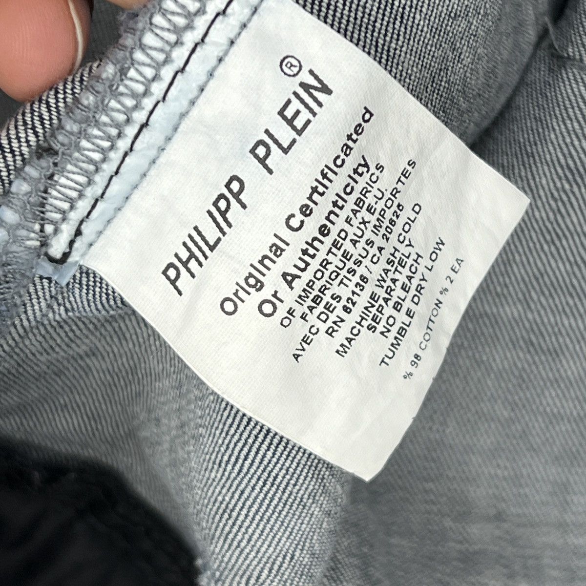 Designer × Philipp Plein Philipp Plein Denim Blue Black Quilted Zip Jacket Y2K RARE Size L / US 10 / IT 46 - 12 Thumbnail