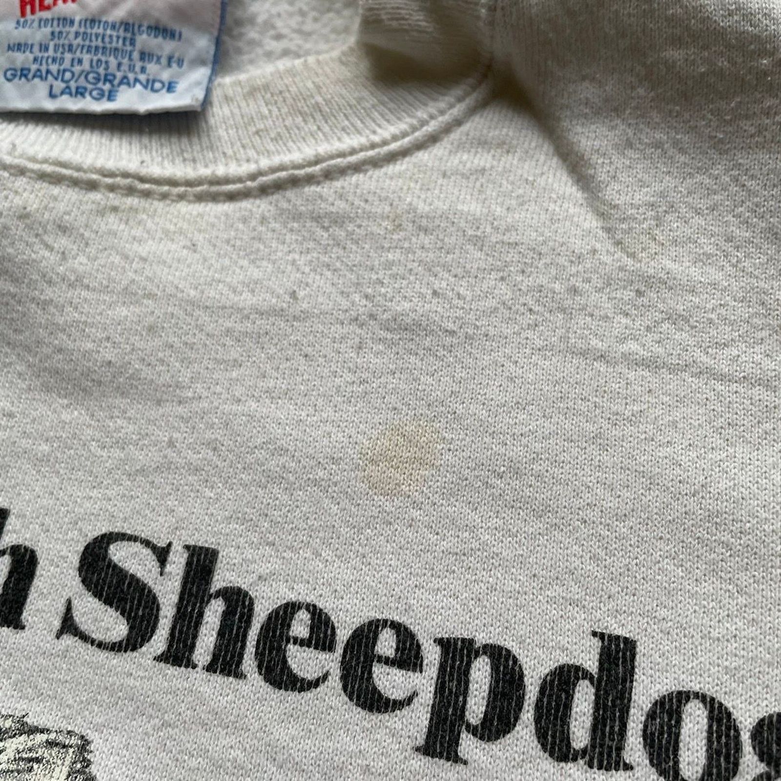 Hanes Vintage 90s English Sheepdog Dog Animal Art Crewneck Large Size US L / EU 52-54 / 3 - 6 Thumbnail