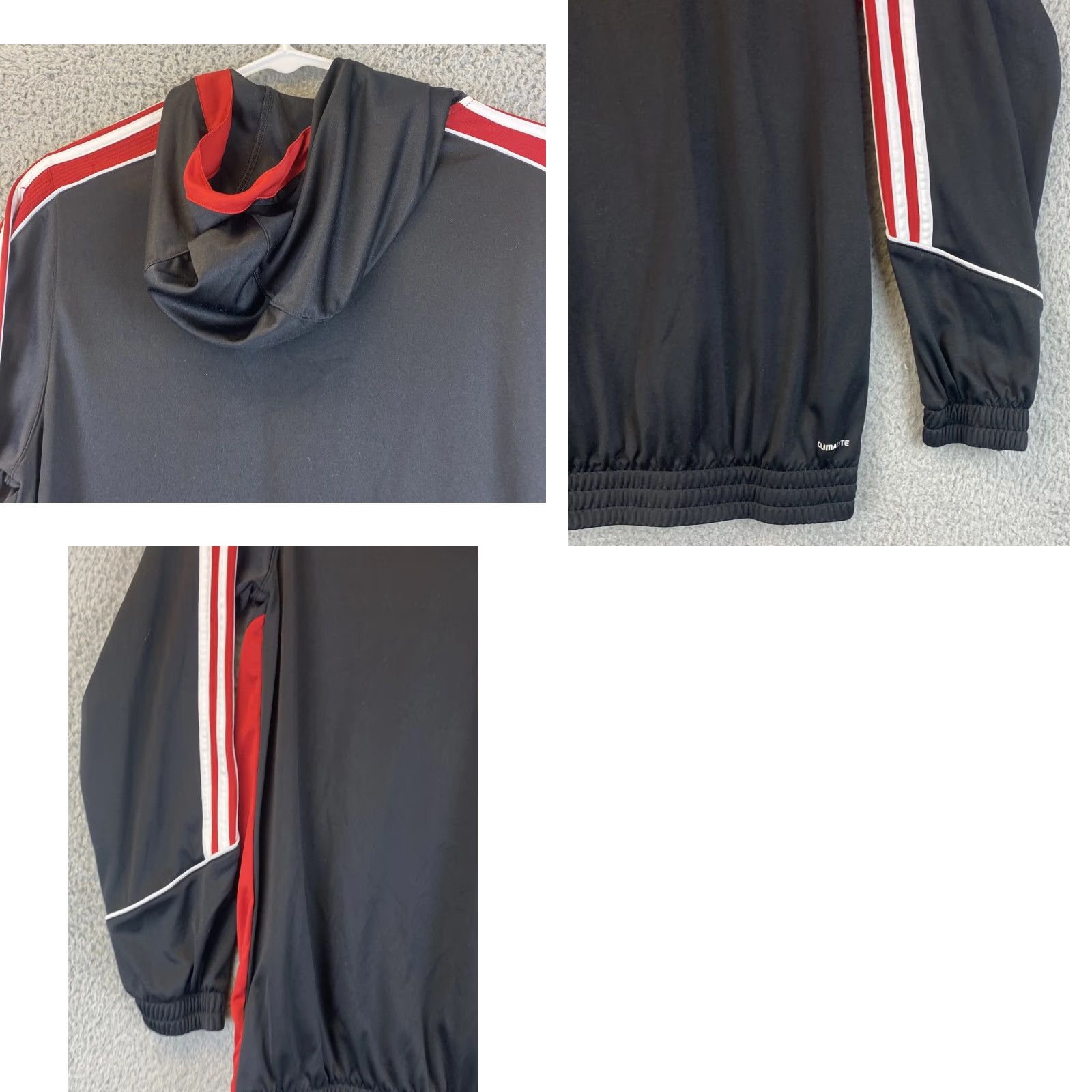 Adidas adidas Men Jacket ClimaLite Black 3 Stripe Sleeve Zip Front Pockets XL / 69-7 Size US XL / EU 56 / 4 - 8 Thumbnail