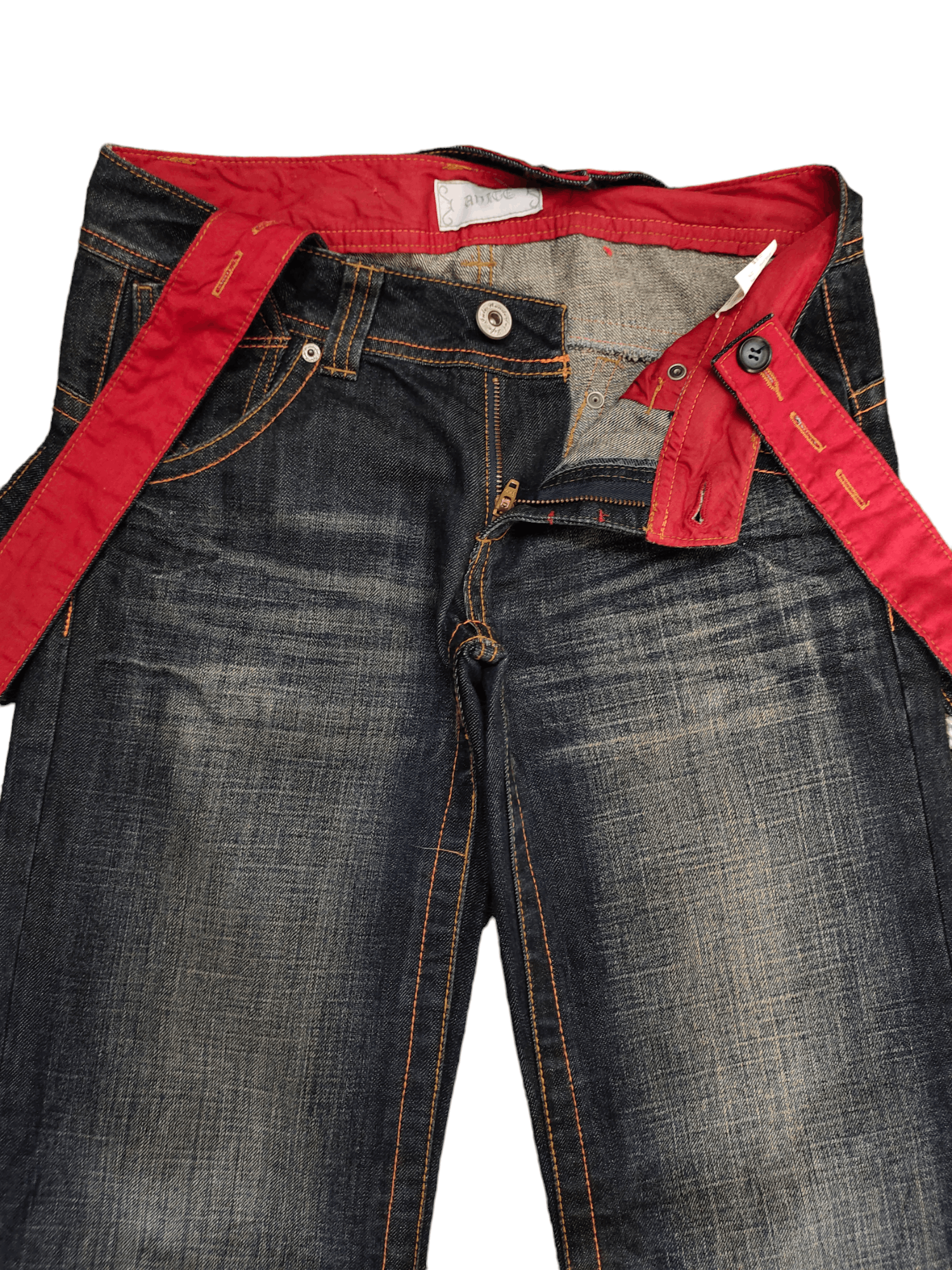 Japanese Brand Flare Jeans Avice Suspender Bondage Faded Boot Cut Goa Style Size US 29 - 11 Thumbnail