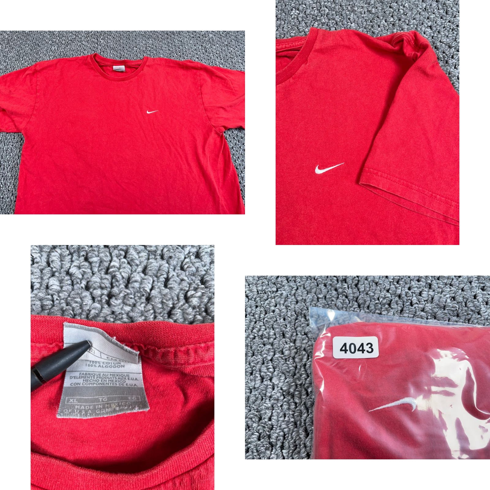 Nike VINTAGE Nike Swoosh T-Shirt Adult XL Red Crewneck Gray Tag Y2K Solid Blank Check Size US XL / EU 56 / 4 - 8 Thumbnail