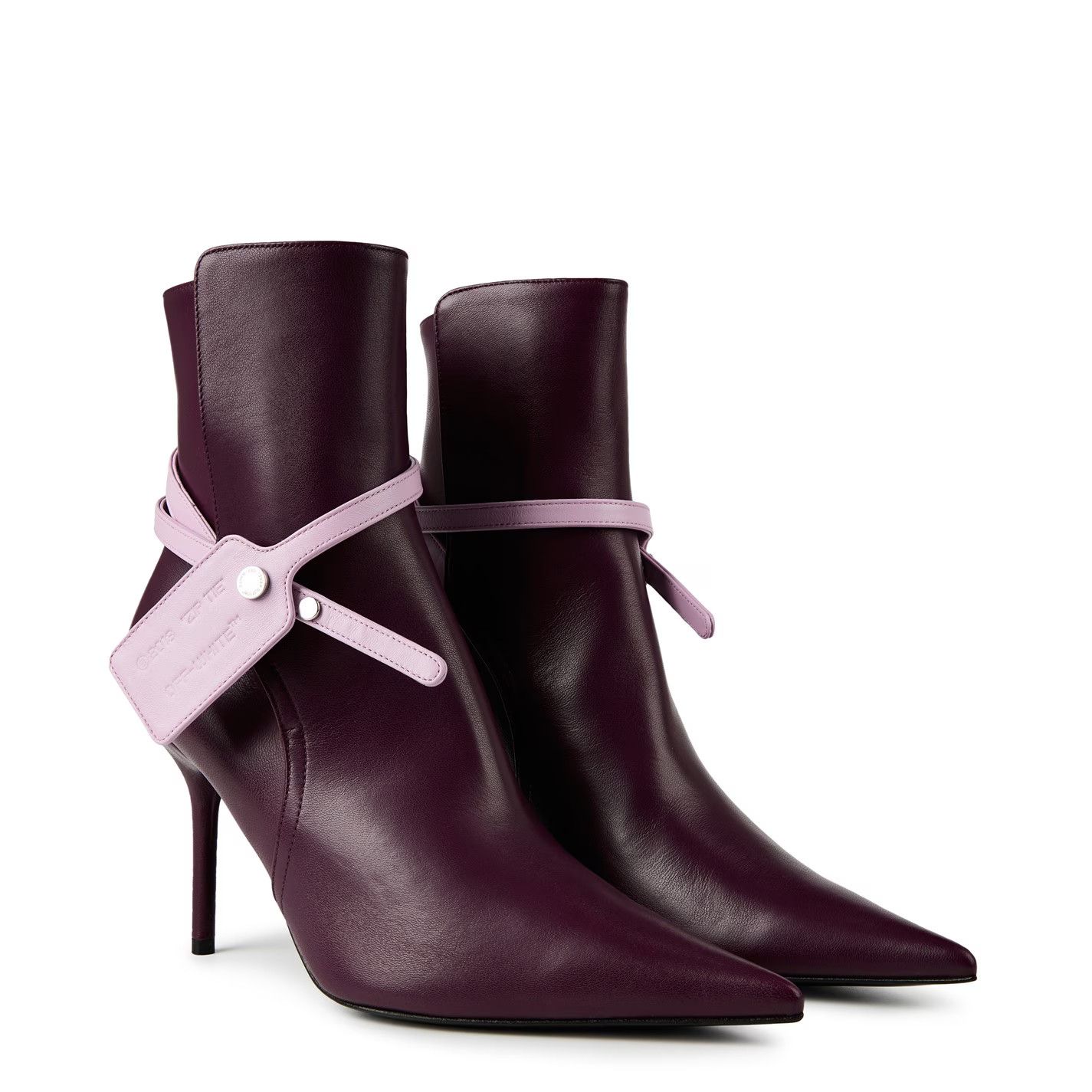 Off-White o1g2r1mq0125 Nappa Zip Boots in Burgundy Size US 6 / IT 36 - 3 Thumbnail