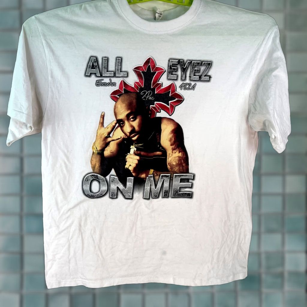 Vintage Phat Doc Mens White T Shirt Graphic Print All Eyez On Me 2 Pac Exodus 1821 Shakur Size 3XL Size US XXL / EU 58 / 5 - 1 Thumbnail
