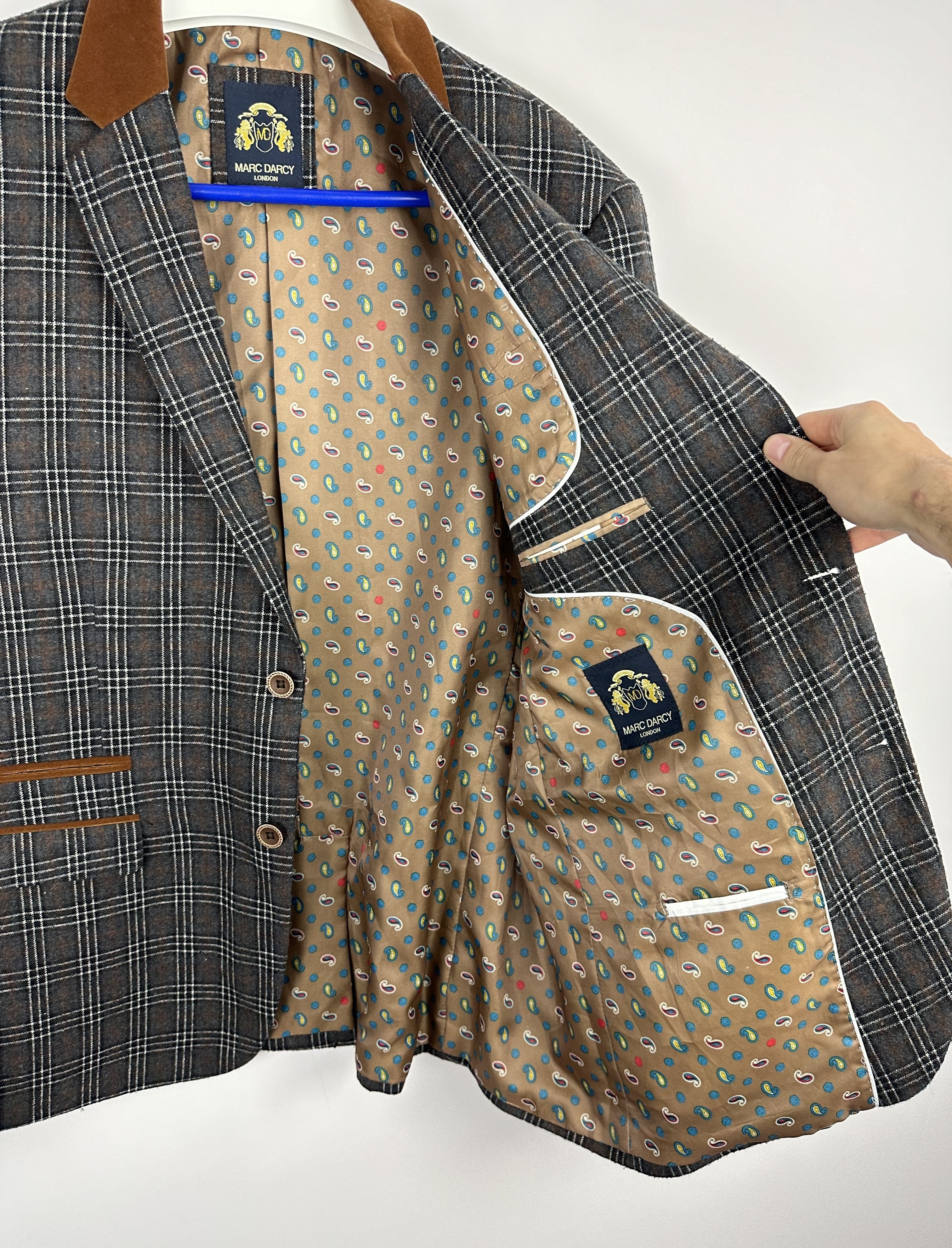 Vintage Marc Darcy woolen tweed checked men blazer jacket Size 48R - 7 Thumbnail