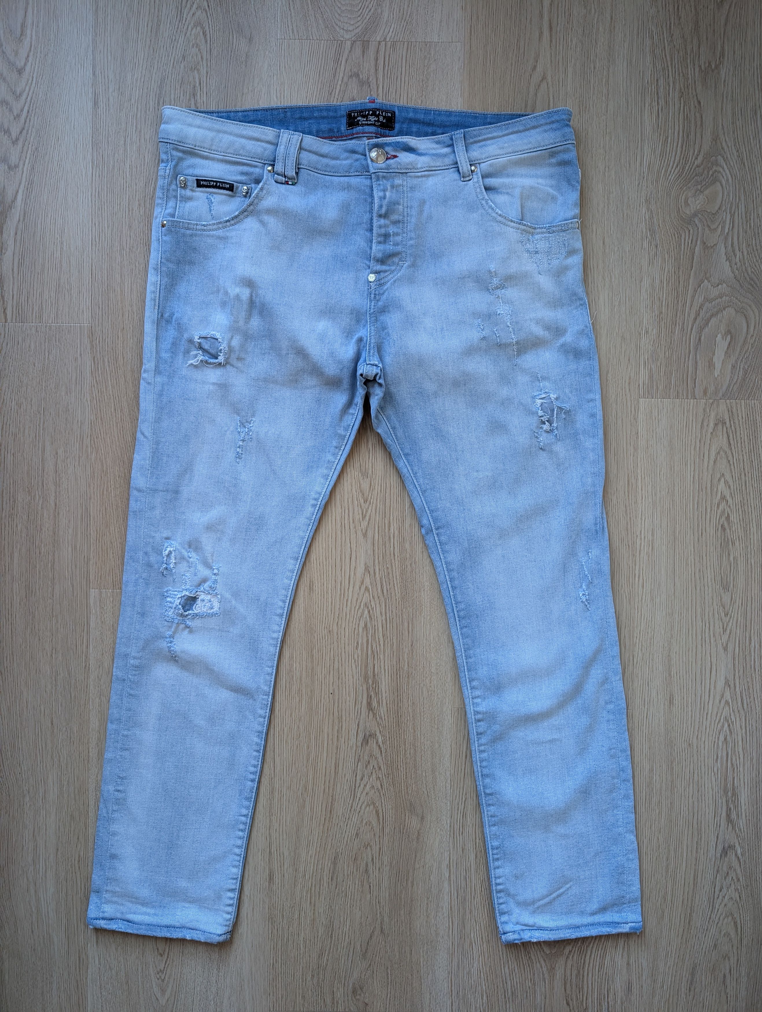 Philipp Plein Philipp Plein Illegal Fight Club Straight Distressed Jeans Size US 38 / EU 54 - 2 Thumbnail