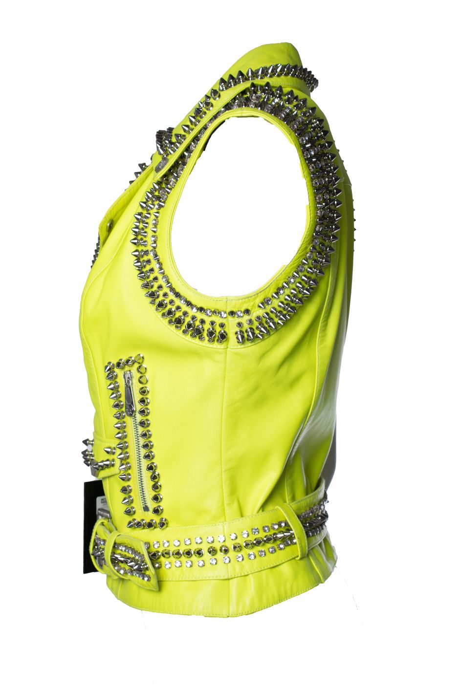 Philipp Plein Philipp Plein, neon yellow leather vest with studs Size S / US 4 / IT 40 - 4 Thumbnail