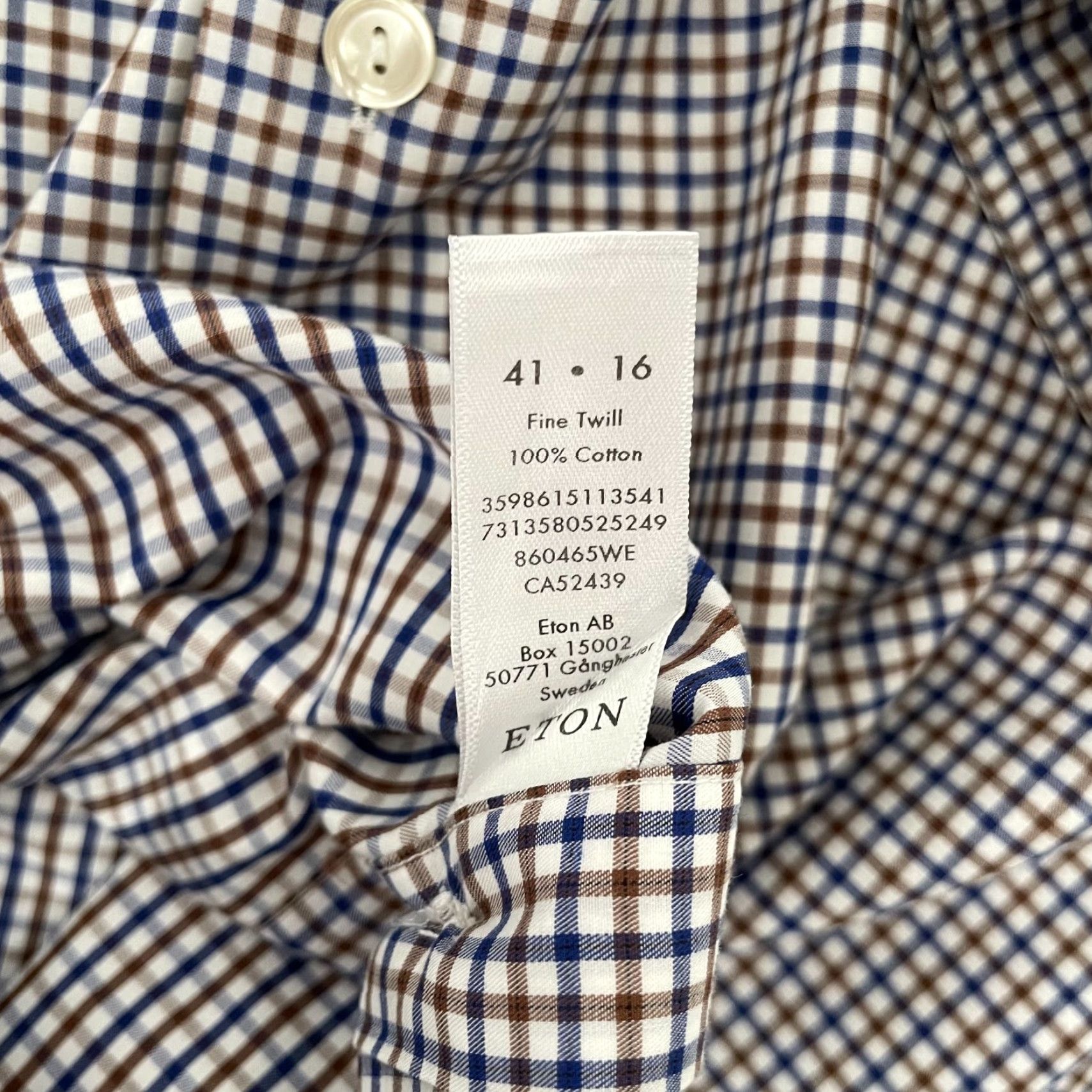 Eton Eton Shirt Adult L Slim Multicolor Blue Brown Check Button Up Long Sleeve Mens Size US L / EU 52-54 / 3 - 7 Thumbnail