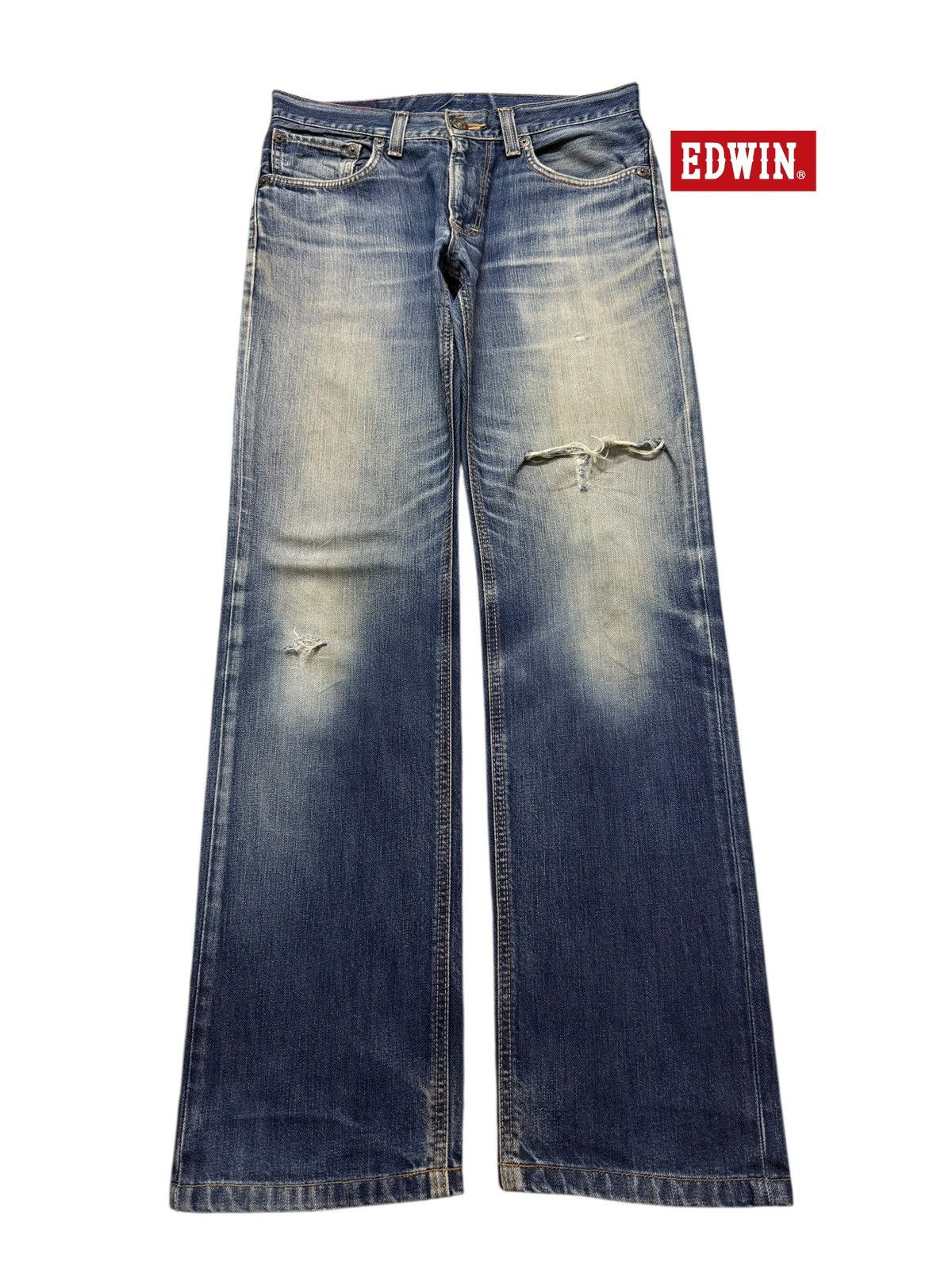 Edwin Vintage 90s Edwin Japan 503 Faded Wash Distressed Straight Size US 32 / EU 48 - 1 Thumbnail