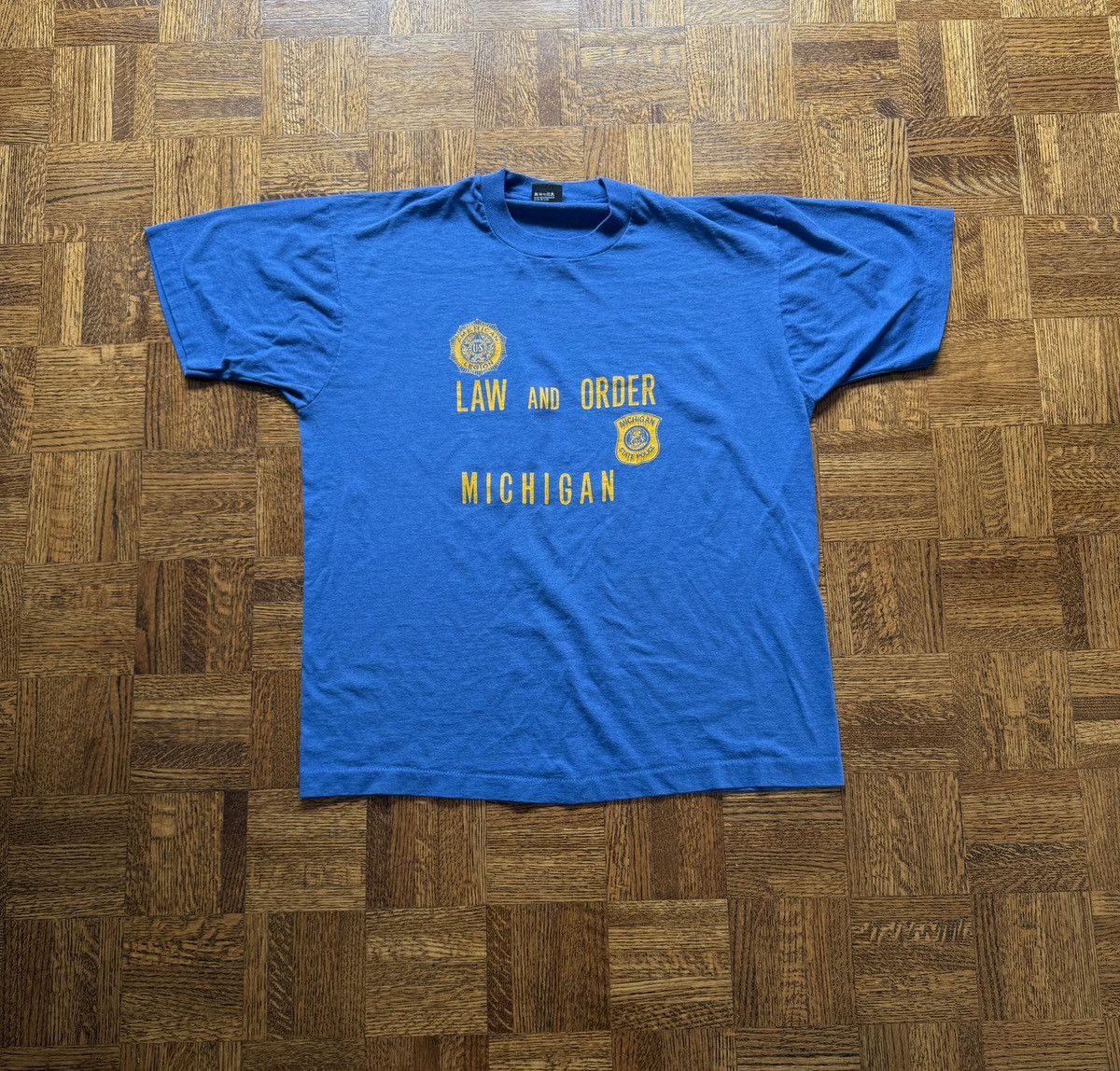 Vintage Vintage 90s Michigan State Police Law and Order Graphic Tee Size US XL / EU 56 / 4 - 1 Thumbnail