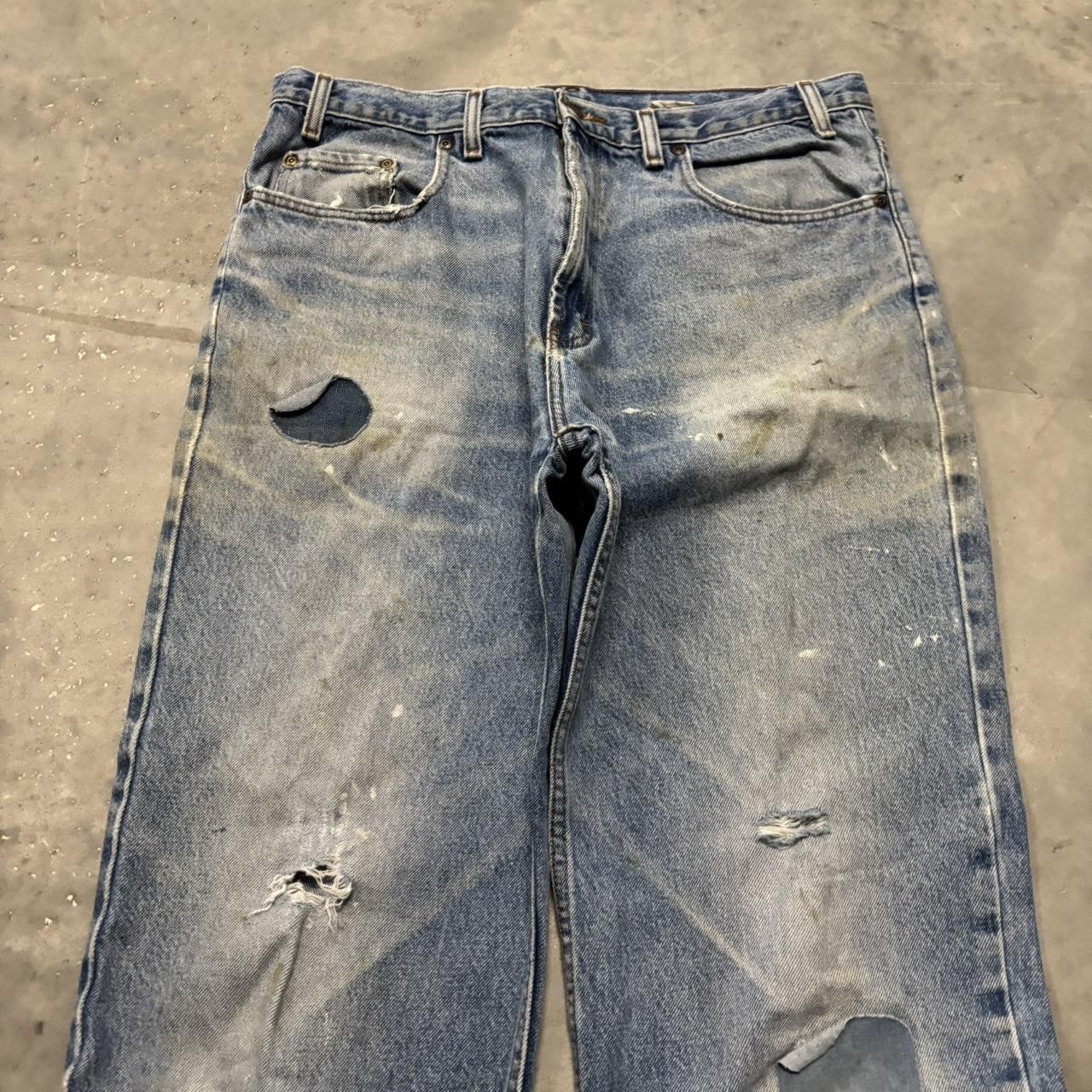 Japanese Brand × Vintage Crazy Vintage 90s Faded Light Wash Distressed Denim Jeans! Size US 36 / EU 52 - 5 Thumbnail