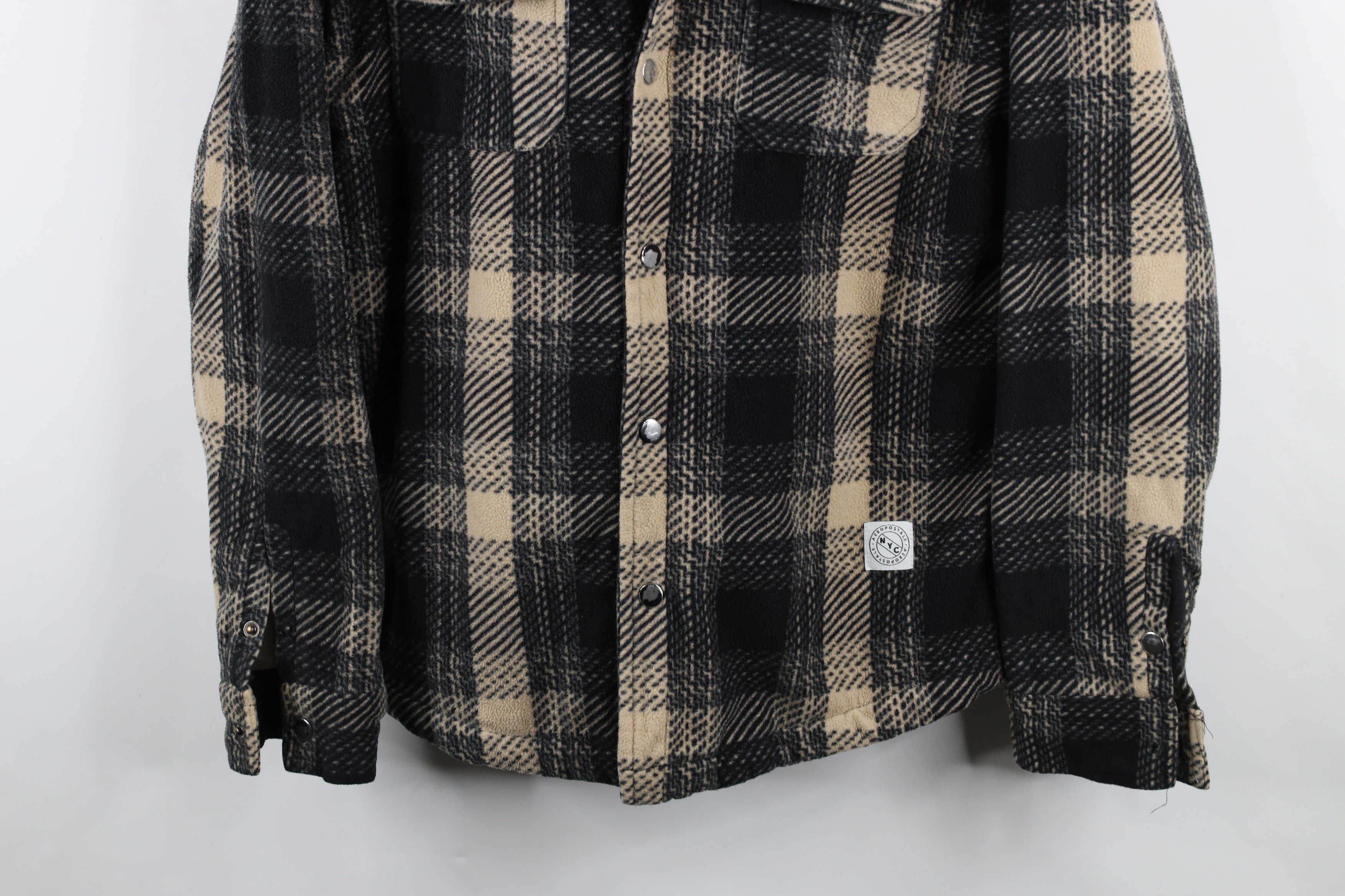Aeropostale × Vintage Vintage 90s Y2K Aeropostale Fleece Lined Hooded Shirt Jacket Size US L / EU 52-54 / 3 - 3 Thumbnail