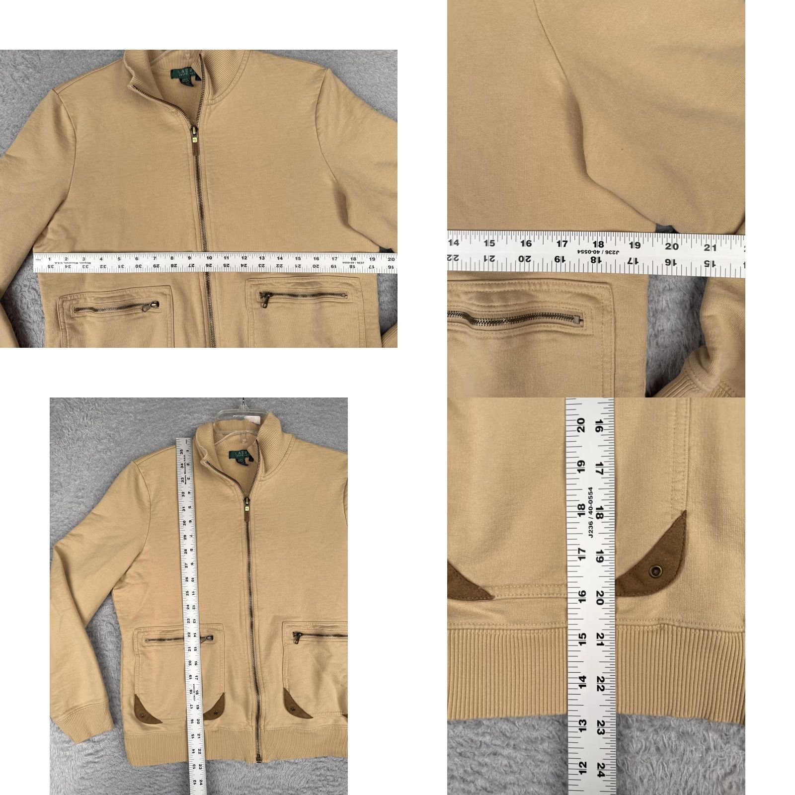 Ralph Lauren Lauren Ralph Lauren Bomber Jacket Womens L Beige Cotton Full Zip Pockets Size L / US 10 / IT 46 - 8 Thumbnail
