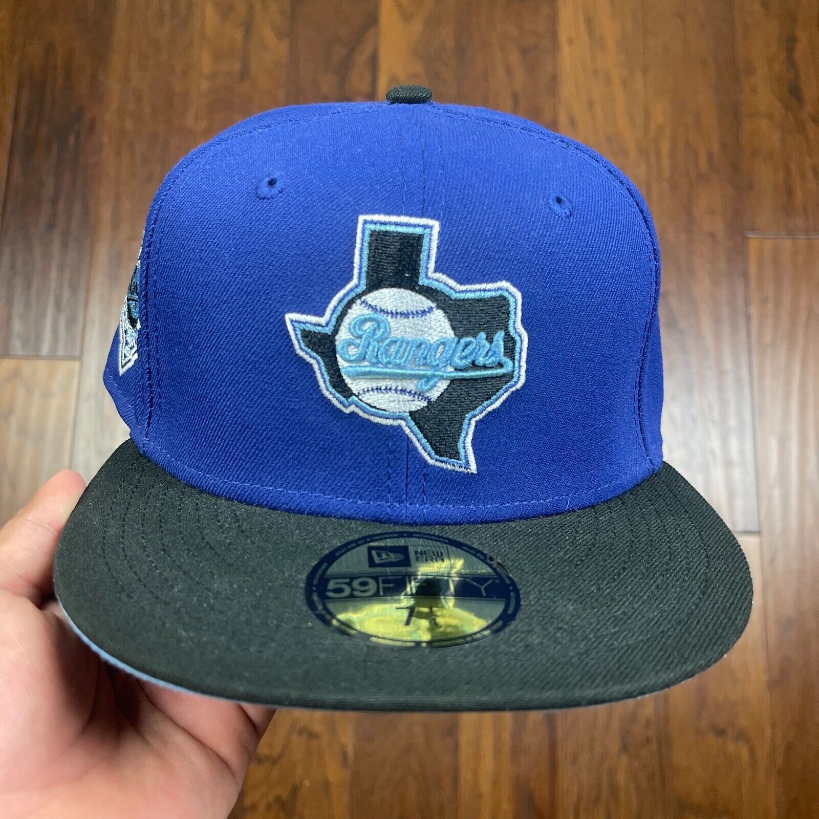 New Era Texas Rangers New Era Blue Black Fitted Hat Cap Size 7 1/4 Size ONE SIZE - 2 Thumbnail