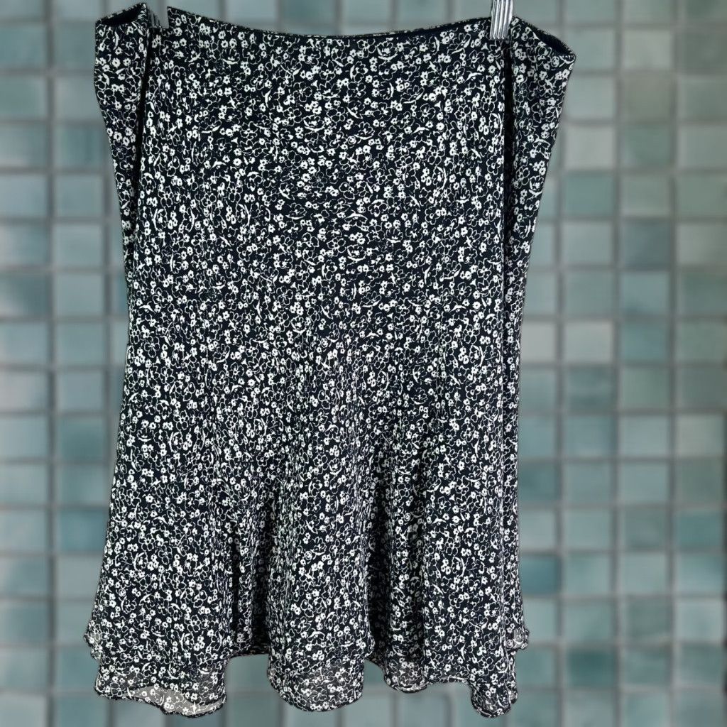 Chaps Chaps Skirt Midi Floral Lined Pleated Womens Size L Black/White Size 36" / US 14 / IT 50 - 1 Thumbnail