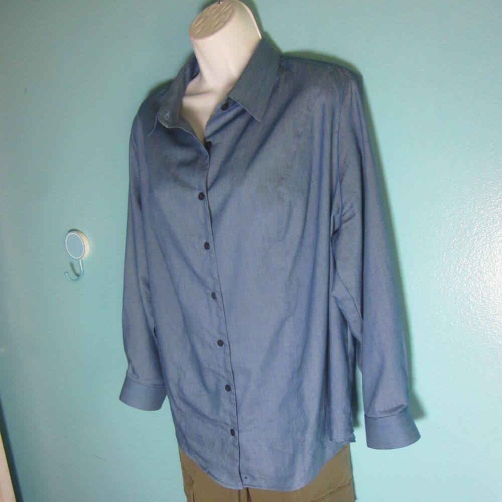 Marni Margi Kent Womans Button Front Denim Blue Casual Button Up Shirt XL 51" Bust Size XL / US 12-14 / IT 48-50 - 6 Thumbnail