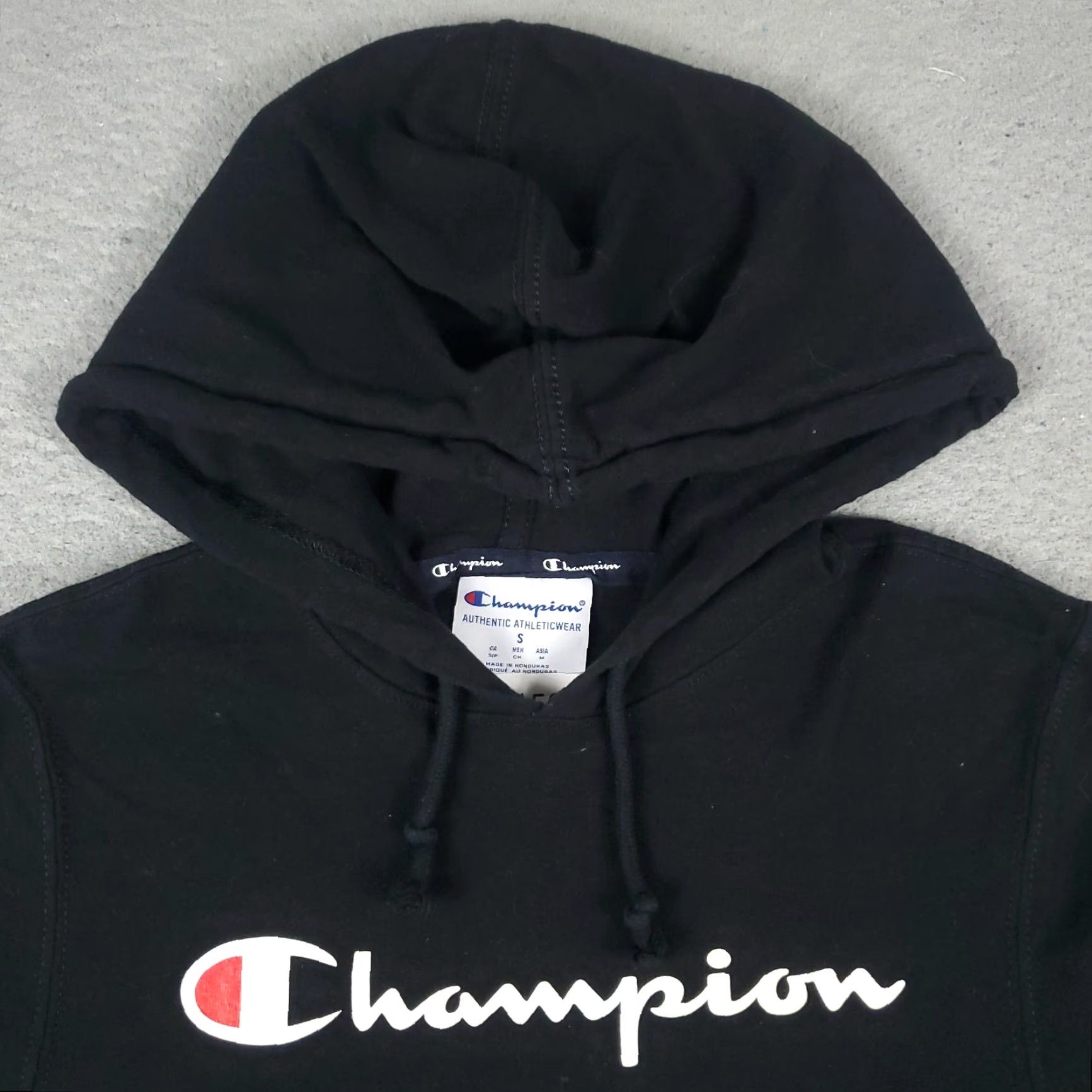Champion VINTAGE Champion Hoodie Pullover Mens Small Black Casual Sweatshirt All Seasons Size US S / EU 44-46 / 1 - 2 Thumbnail