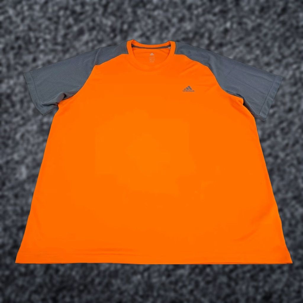 Adidas Adidas Men's Climalite Short Sleeve Shirt Orange/Grey 2XL Poly Logo Athletic Cross Training Running Gym T-Shirt Shirt Size US XXL / EU 58 / 5 - 1 Thumbnail