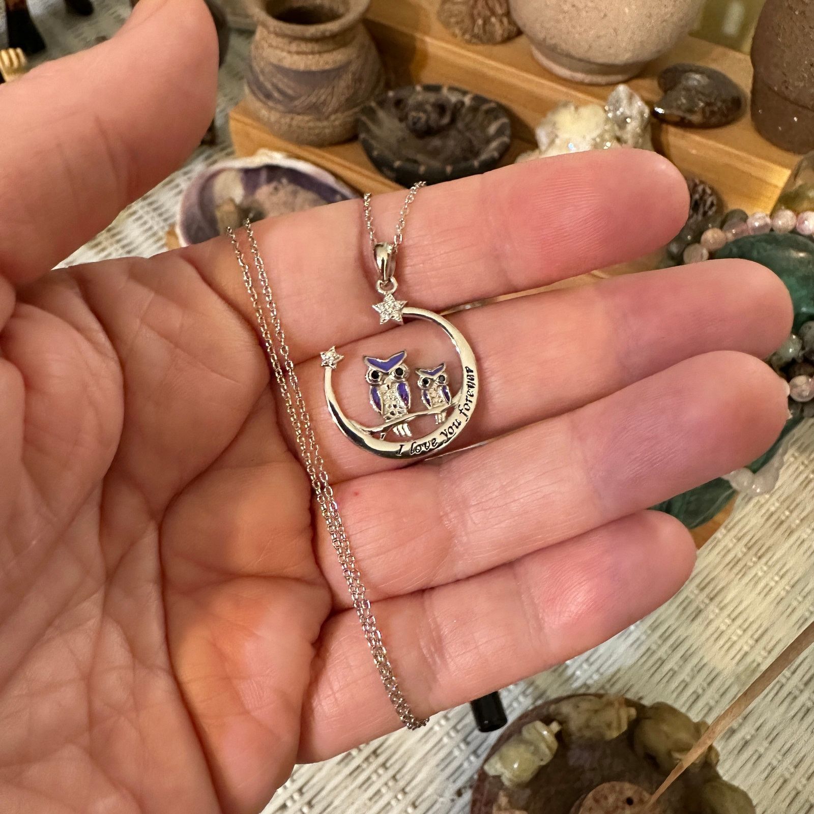 The Unbranded Brand Owl I Love You Forever Sterling Silver Necklace Size ONE SIZE - 6 Thumbnail