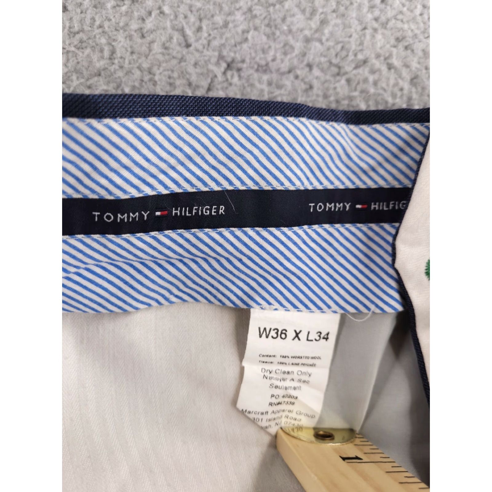 Tommy Hilfiger Tommy Hilfiger Mens Dress Pants 34x31 Blue Worsted Wool Flat Front Slim Straight Pants Mens Blue 34x31 Vintage No Size US 34 / EU 50 - 5 Thumbnail
