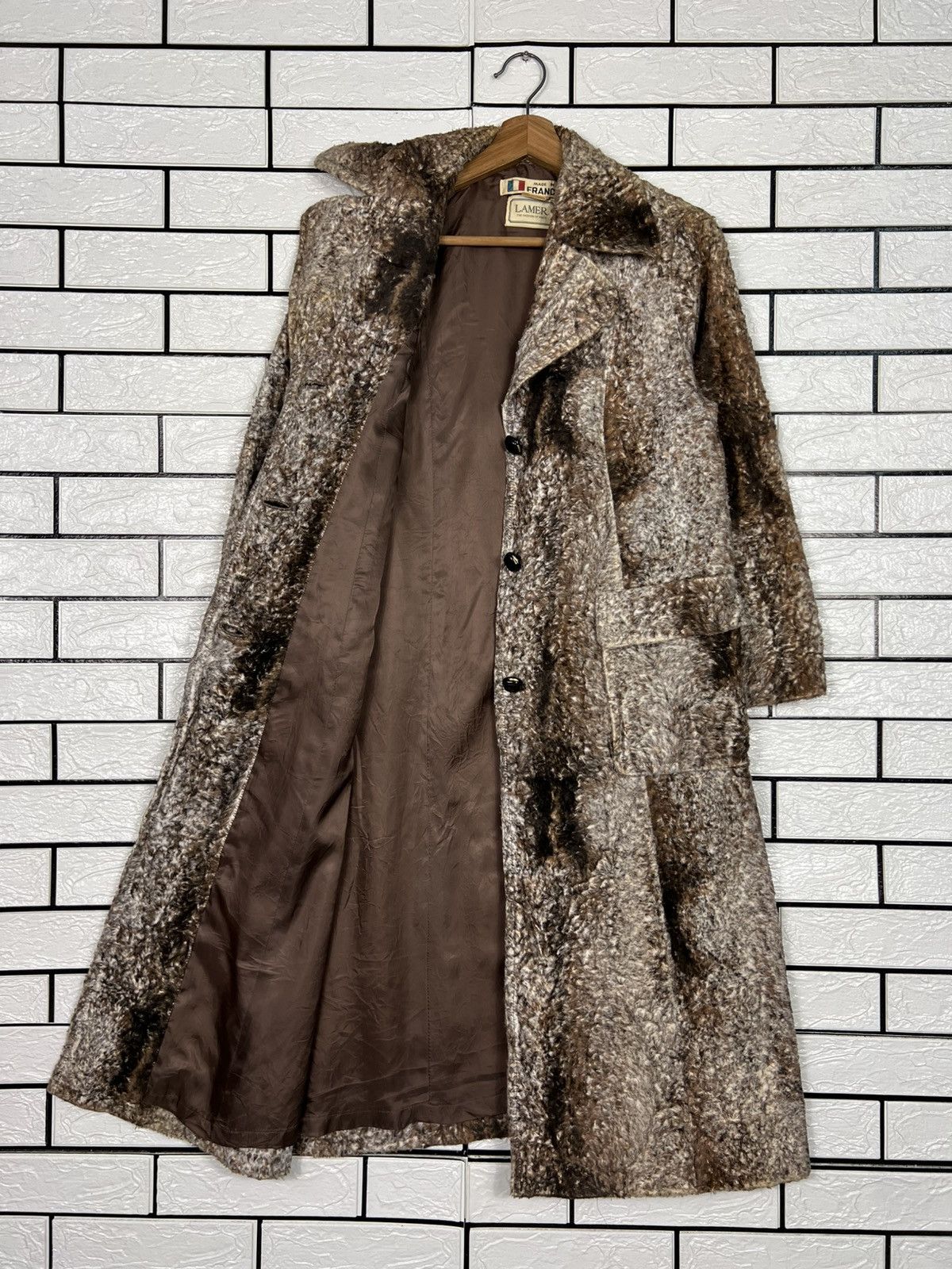 Vintage 80's LAMER Faux Fur Rayon Long Coat #4132-C188 Size M / US 6-8 / IT 42-44 - 9 Thumbnail