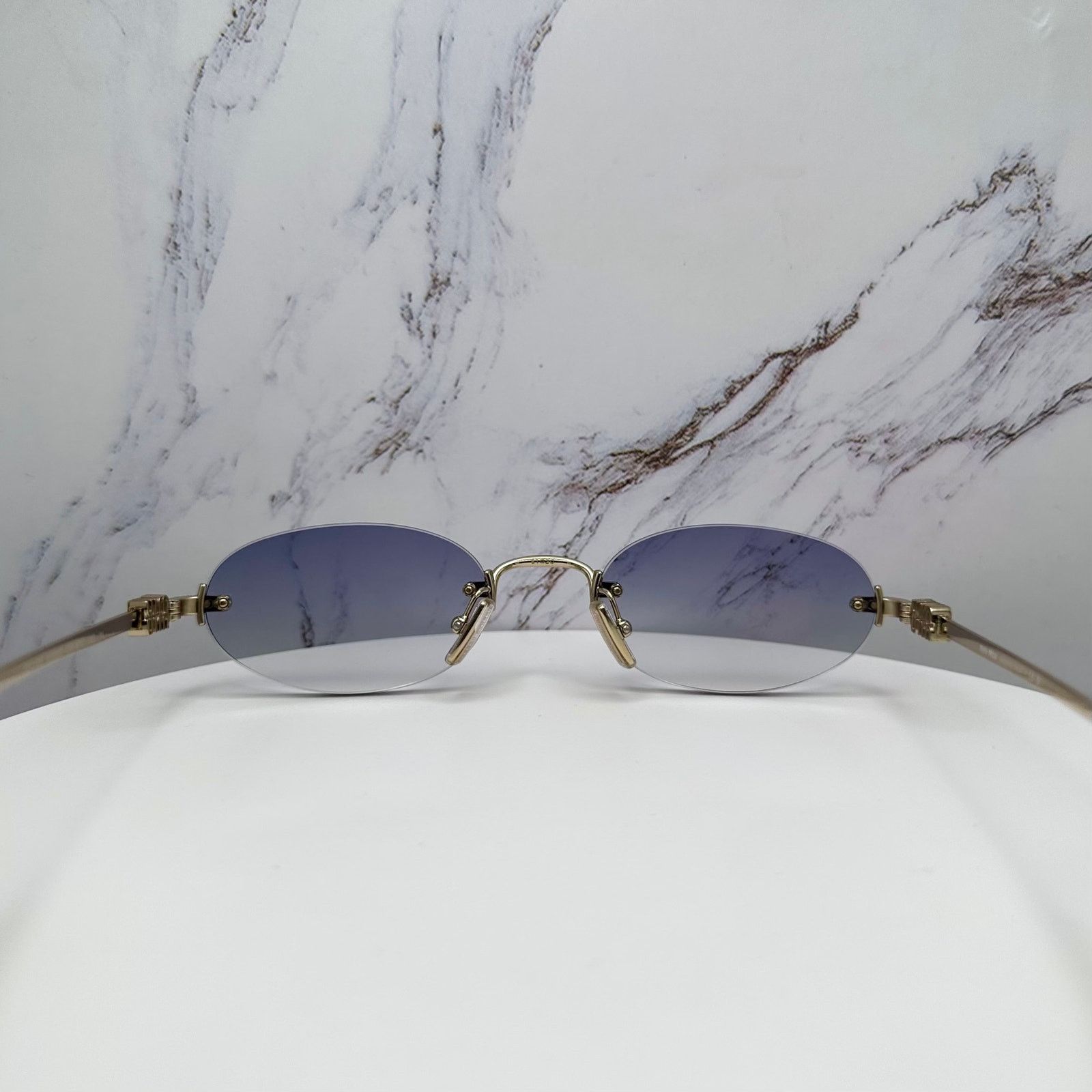 Miu Miu New MIU MIU Sunglasses Oval MU A54S Gold Rimless Gradient Size ONE SIZE - 20 Thumbnail