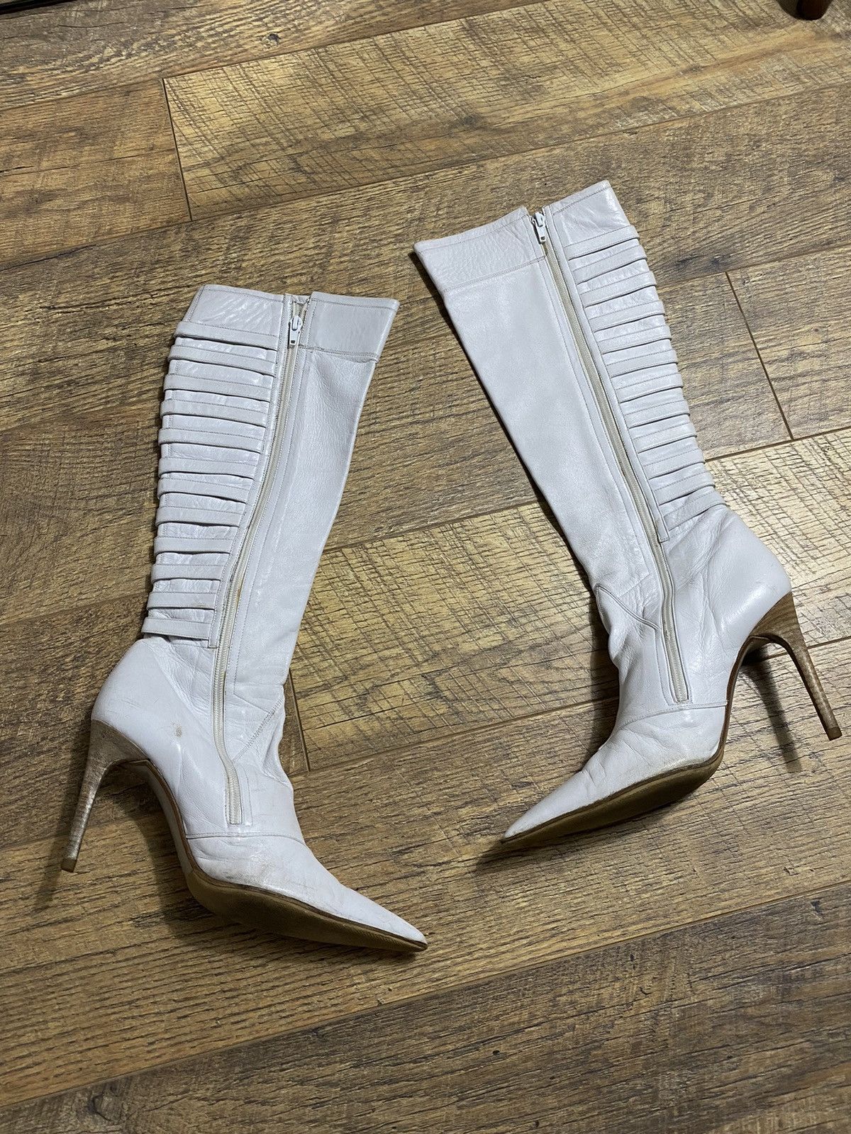 Vintage Goffredo Fantini White Leather Knee High Boots 38 VERO CUOIO Size US 8 / IT 38 - 1 Thumbnail