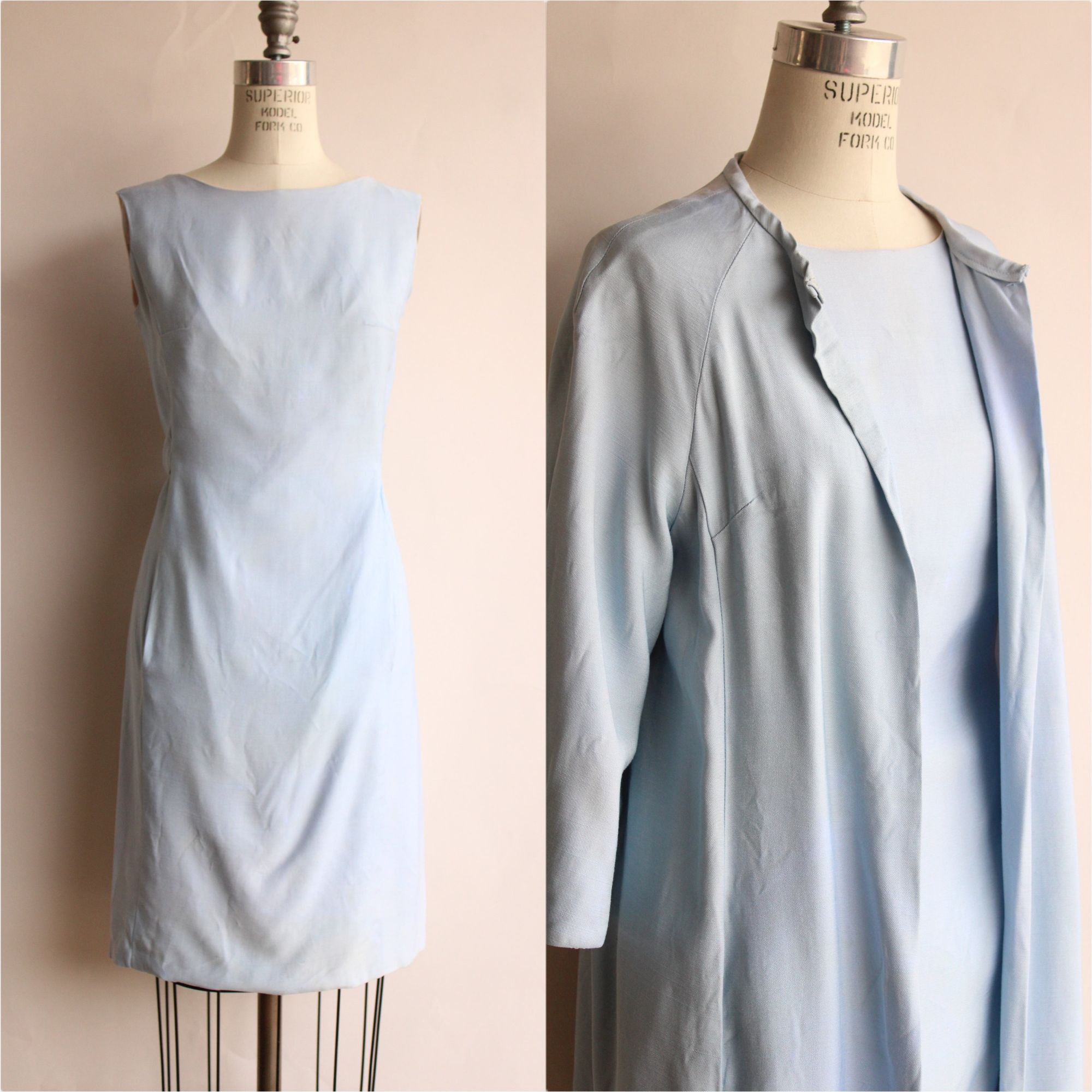 Vintage Vintage 1960s Dress with Pockets, Emma Domb Pale Blue, Matc Size M / US 6-8 / IT 42-44 - 1 Thumbnail