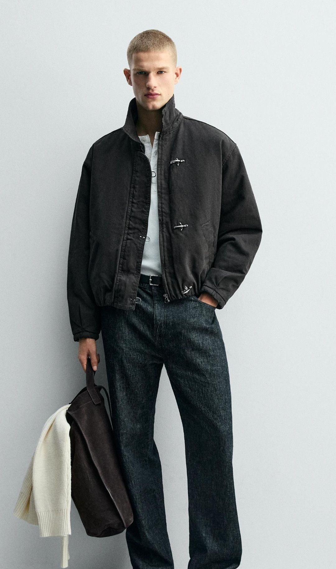 Zara Zara black clasp cropped fireman jacket Size US XL / EU 56 / 4 - 7 Thumbnail