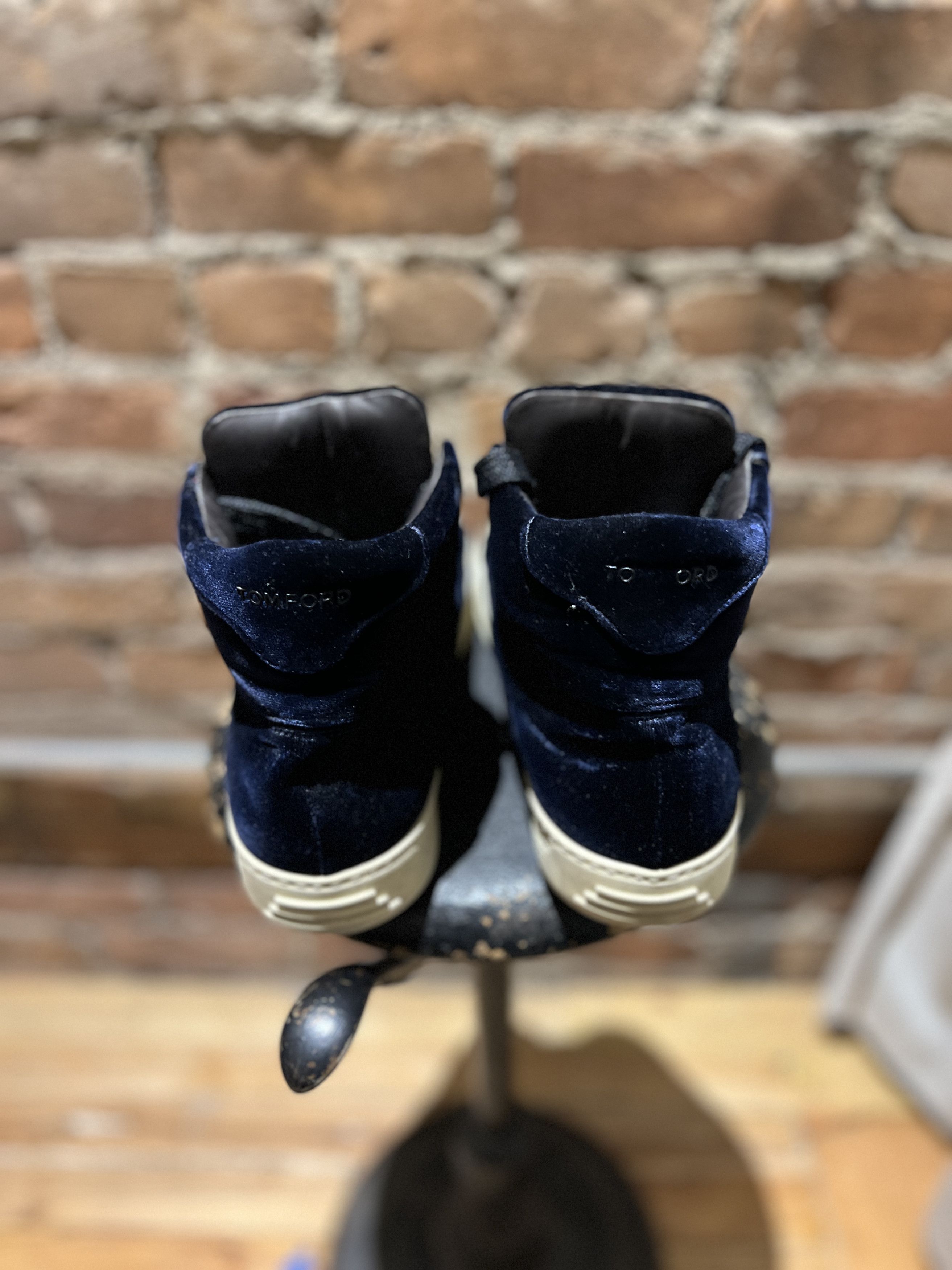 Tom Ford Tom Ford Russel Velvet High-Top Sneakers – Navy | EU 41 Size US 8 / EU 41 - 4 Thumbnail