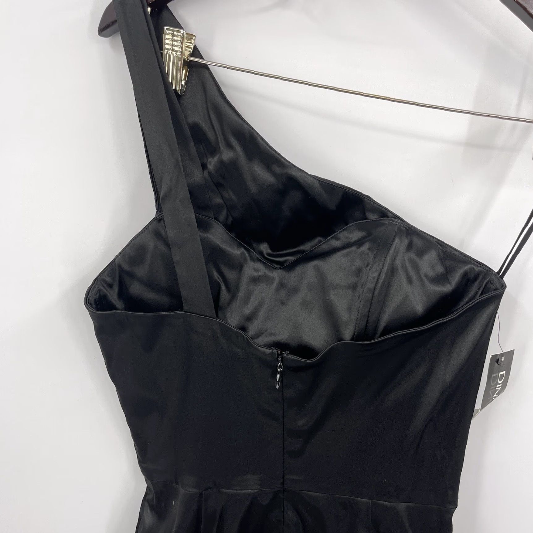 Vintage VINTAGE Dina BAR-El Dress Womens Small S Black Mini One Shoulder 90s y2k Silk Satin Dress Length: Short Sleeveless Party/Cocktail Mens? Girls? Size S / US 4 / IT 40 - 5 Thumbnail