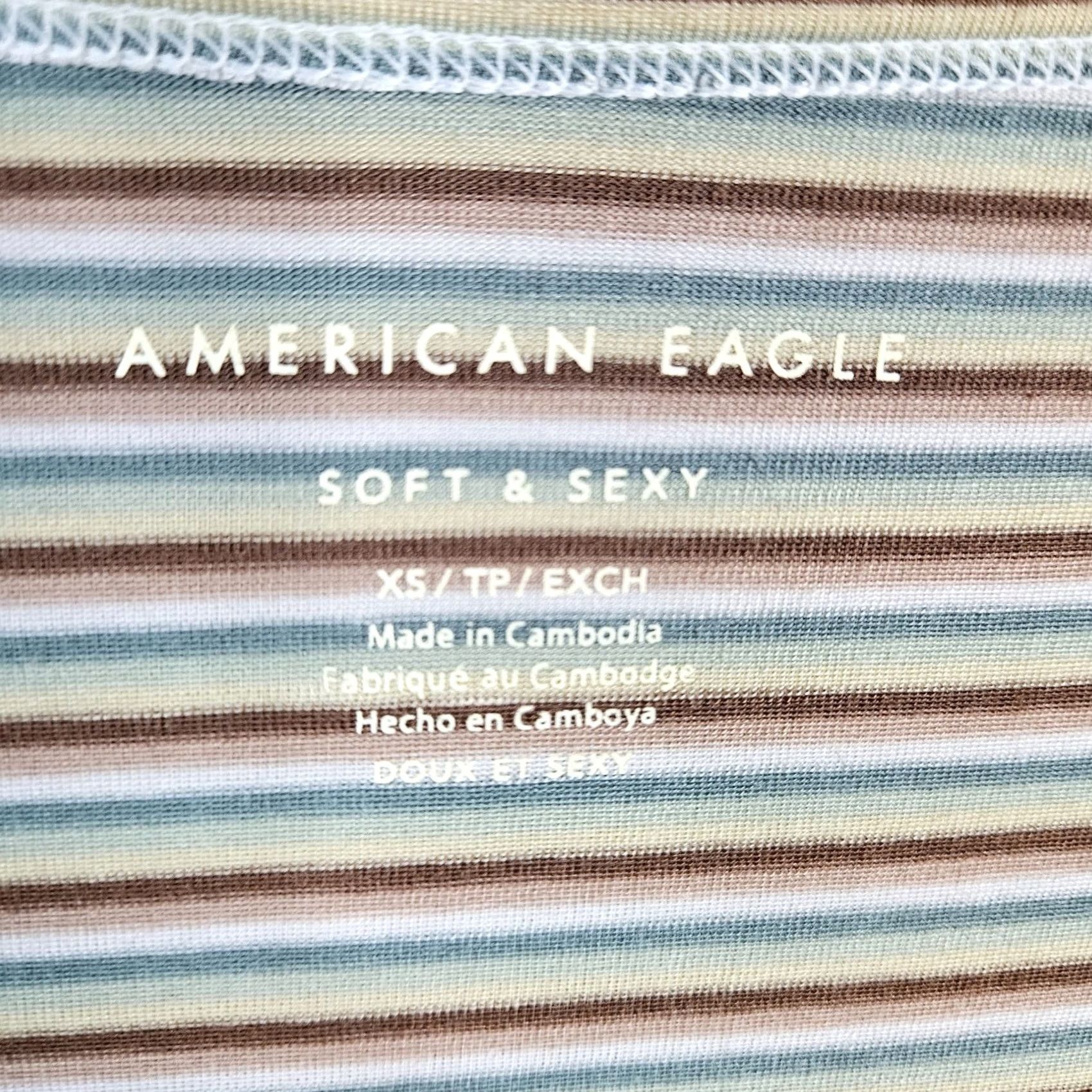 American Eagle Outfitters American Eagle Outfitters Blouse Short Sleeve Multicolor Striped XS Womens Clothing Shirt New Size 26" / US 2 / IT 38 - 3 Thumbnail