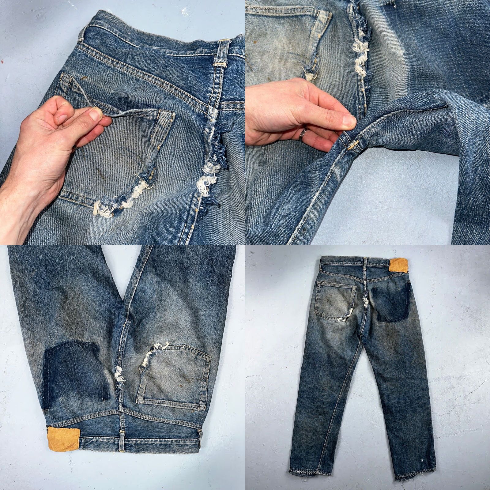 Levi's VINTAGE Levi's 505 Big E Jeans 28 Regular USA Denim Blue 60s 70s 501 XX Straight Mens Jeans Pattern Solid Distressed Button Rise Mid 10-12 Inseam 26 Size US 28 / EU 44 - 11 Thumbnail