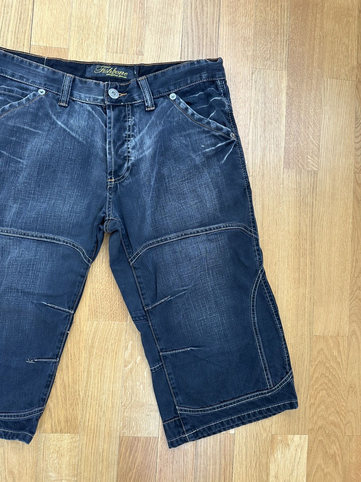 JNCO Vintage Fishbone Denim Baggy Shorts Dark Black Fit Size US 34 / EU 50 - 5 Thumbnail