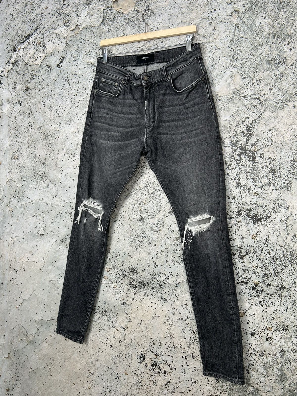 Represent Clo. Represent Washed Black Skinny Jeans Denim Streetwear Rock Size US 34 / EU 50 - 2 Thumbnail