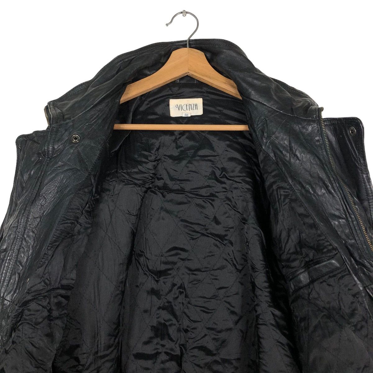 Issey Miyake 🔥Vintage Leather Biker Jacket Double Collar Vicenza Japan Size US M / EU 48-50 / 2 - 14 Thumbnail