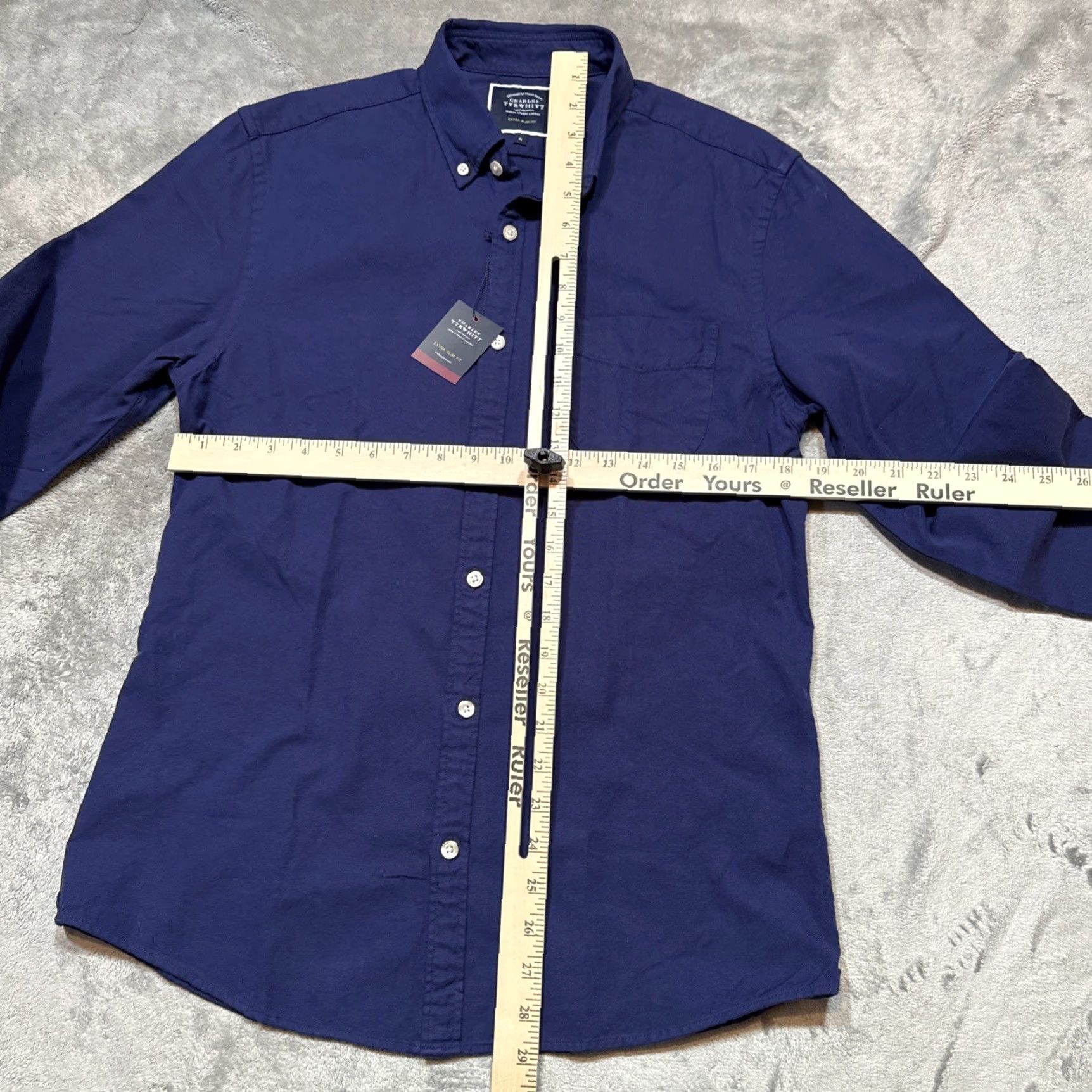 Charles Tyrwhitt Charles Tyrwhitt Shirt Mens Medium Blue Extra Slim Stretch Washed Oxford NWT Size US M / EU 48-50 / 2 - 4 Thumbnail