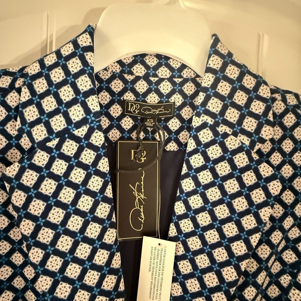 Oscar De La Renta Oscar de la Renta D² Blue/Black Geometric Jacket Size Xs | D Size XS / US 0-2 / IT 36-38 - 8 Thumbnail