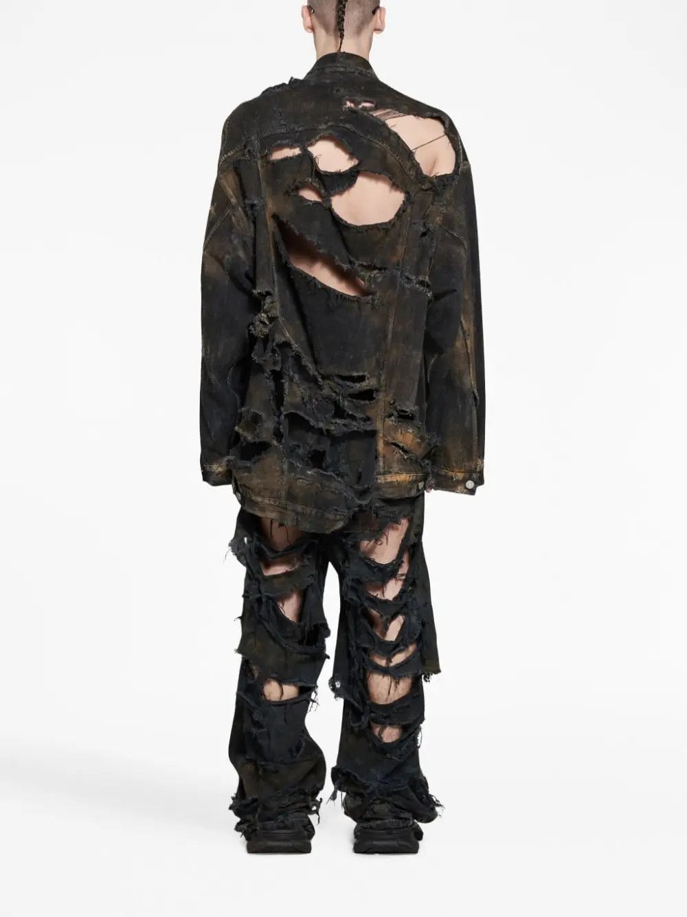 Balenciaga o1w1db10625 Oversized Jacket in Black/Brown Size US XXL / EU 58 / 5 - 4 Thumbnail