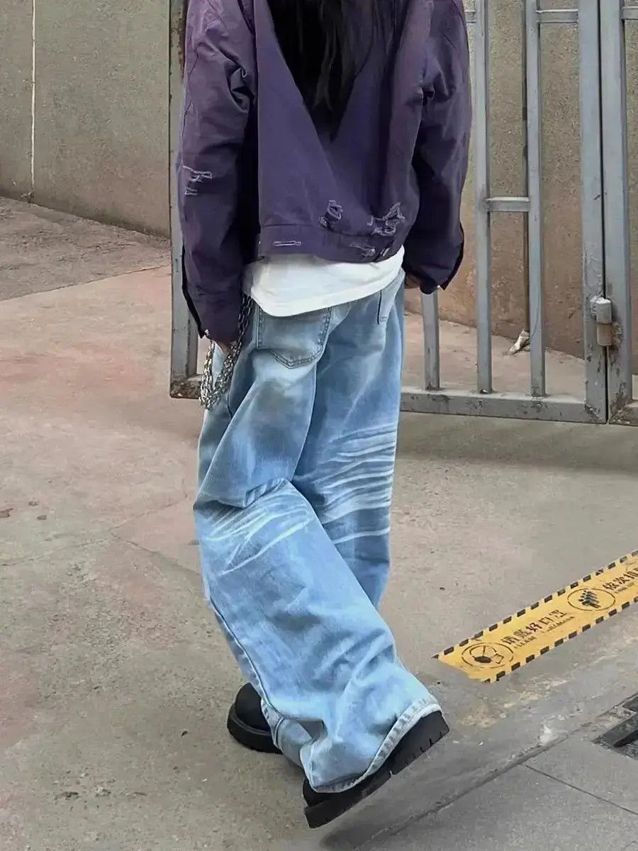 Japanese Brand Retro wide leg light colored slightly flared jeans Size US 34 / EU 50 - 4 Thumbnail