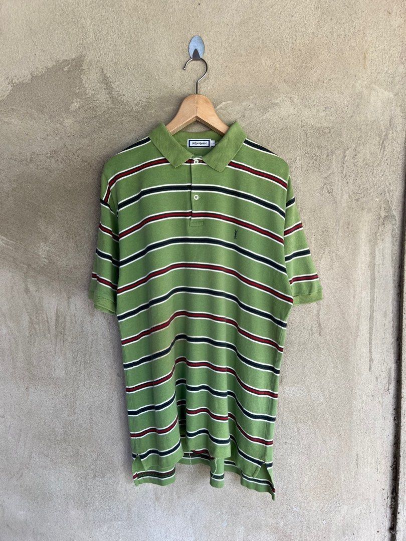 Yves Saint Laurent Vintage YvesSaintLaurent Striped Design Collar Tshirt Size US L / EU 52-54 / 3 - 2 Thumbnail