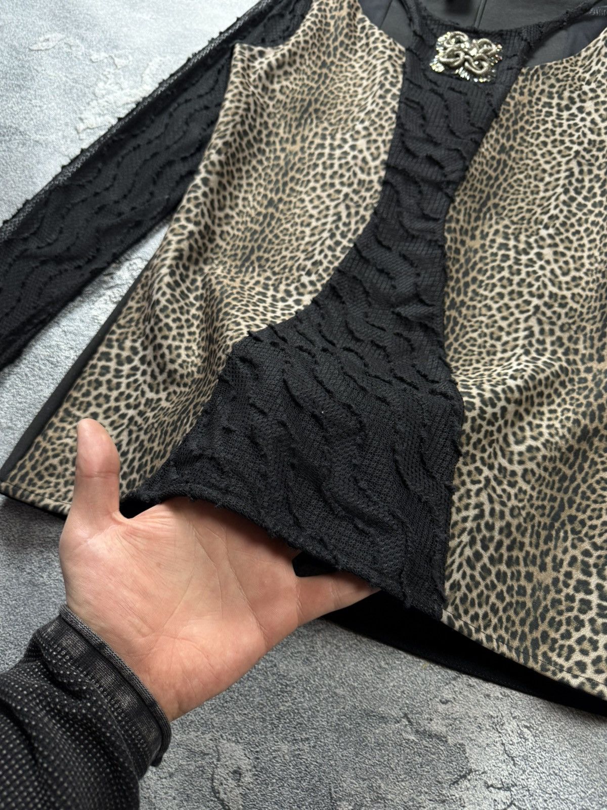Jean Paul Gaultier Save The Queen Metal Logo Layer Lace Leopard Panel Mesh Top Size M / US 6-8 / IT 42-44 - 9 Thumbnail