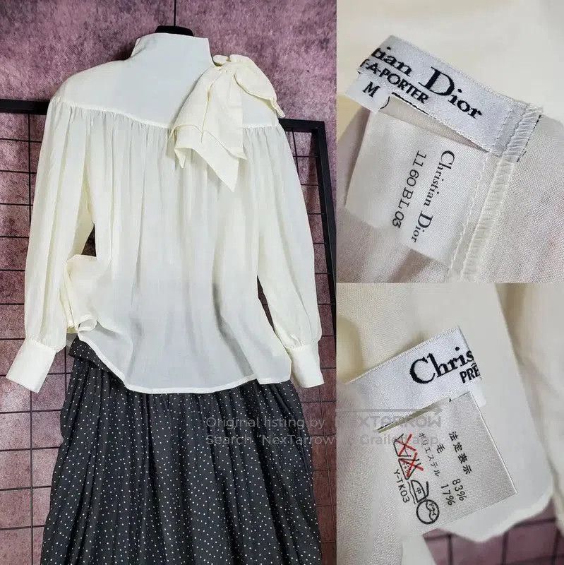 Dior Dior Cream Wool Blend Long Sleeve Blouse . Size M / US 6-8 / IT 42-44 - 1 Thumbnail