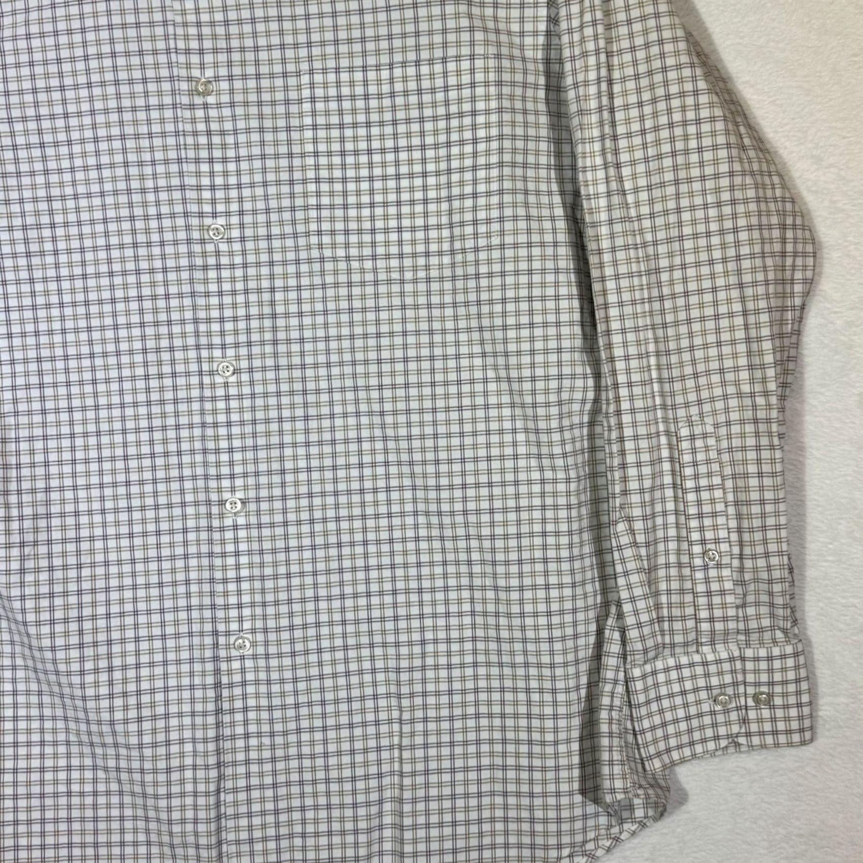 Hugo Boss VINTAGE: Hugo Boss Shirt 100% Cotton White Gray Plaid Dress Shirt Long Sleeve 17 Neck/34-35 Sleeve Mens Size 34R - 5 Thumbnail