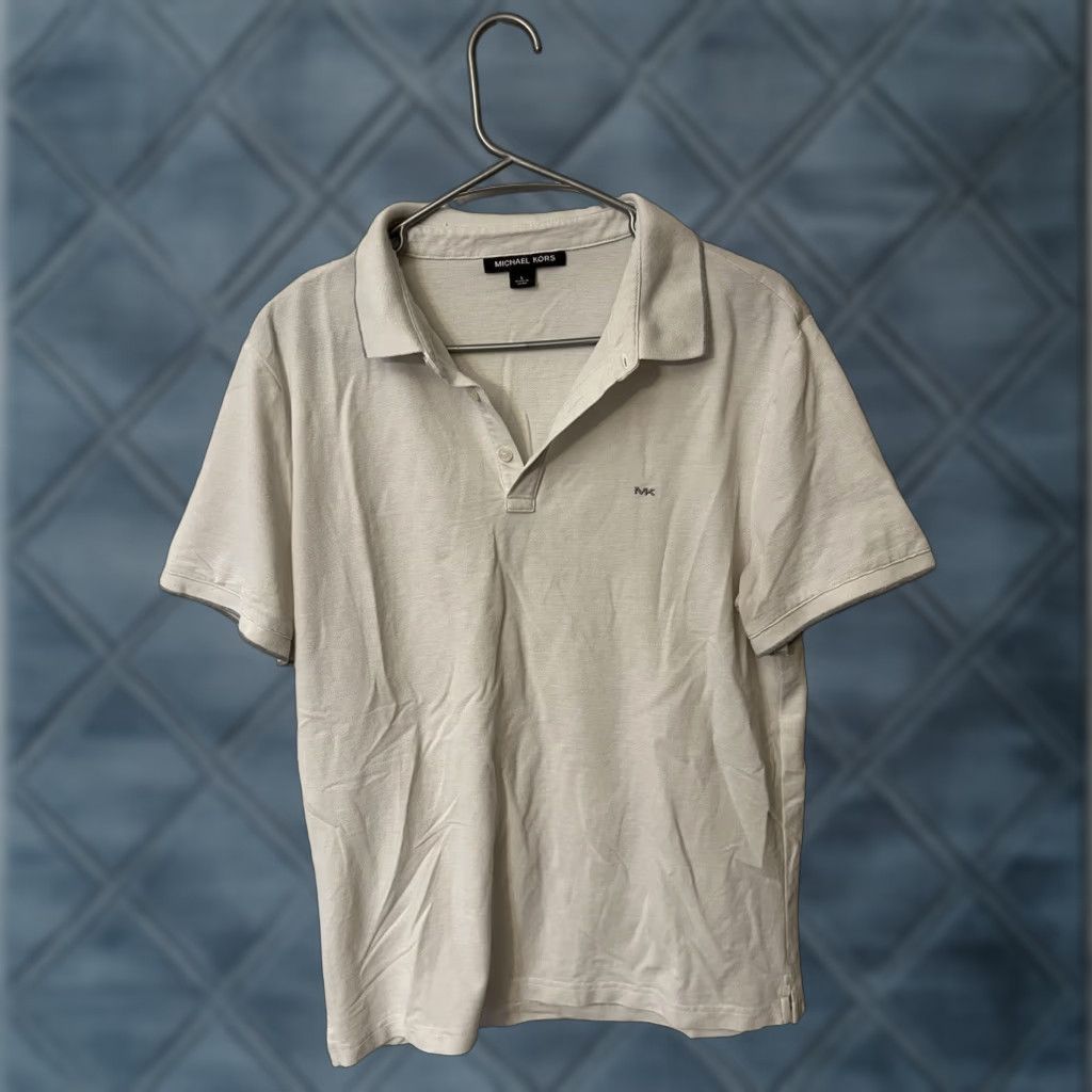 Michael Kors Michael Kors Polo Shirt Mens White Solid Large Shirt Modern Classic Polo Size US L / EU 52-54 / 3 - 1 Thumbnail