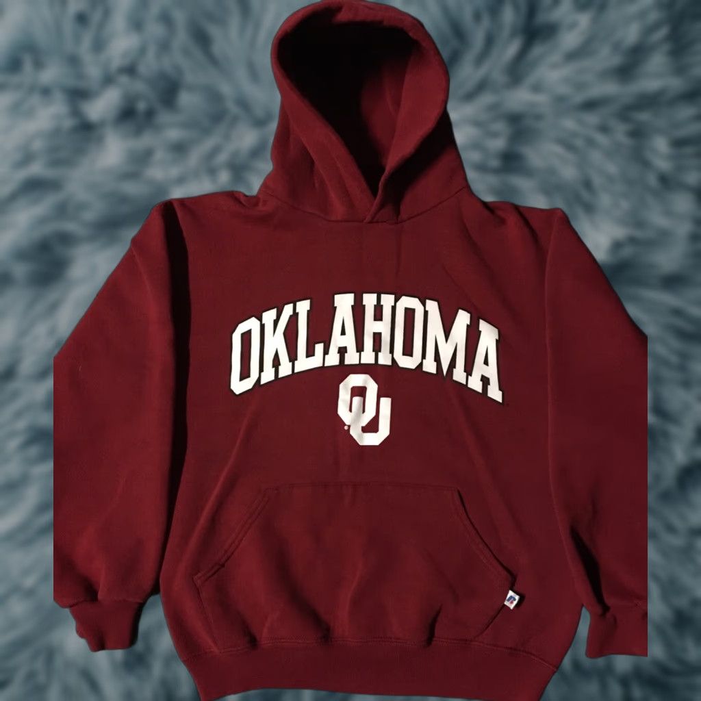 Russell Athletic VINTAGE Russell Oklahoma University Spellout Hoodie Sweatshirt S Red Mens 90s College Football Track & Field University USA Sooner Pullover Size US S / EU 44-46 / 1 - 1 Thumbnail
