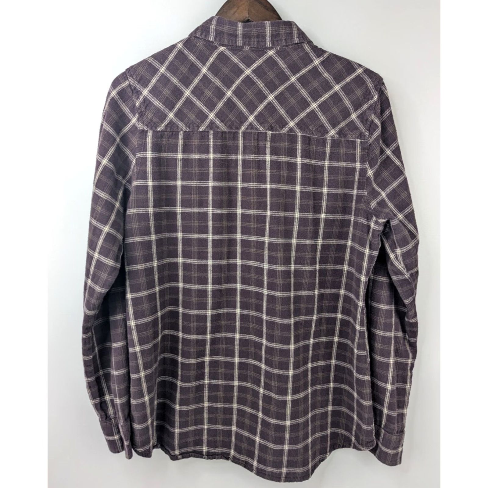 BKE BKE Button-Up Shirt Burgundy Brown Plaid Long Sleeve Women’s Size L/XL Knit 100% Cotton Casual Fall Spring Summer Winter Size L / US 10 / IT 46 - 4 Thumbnail