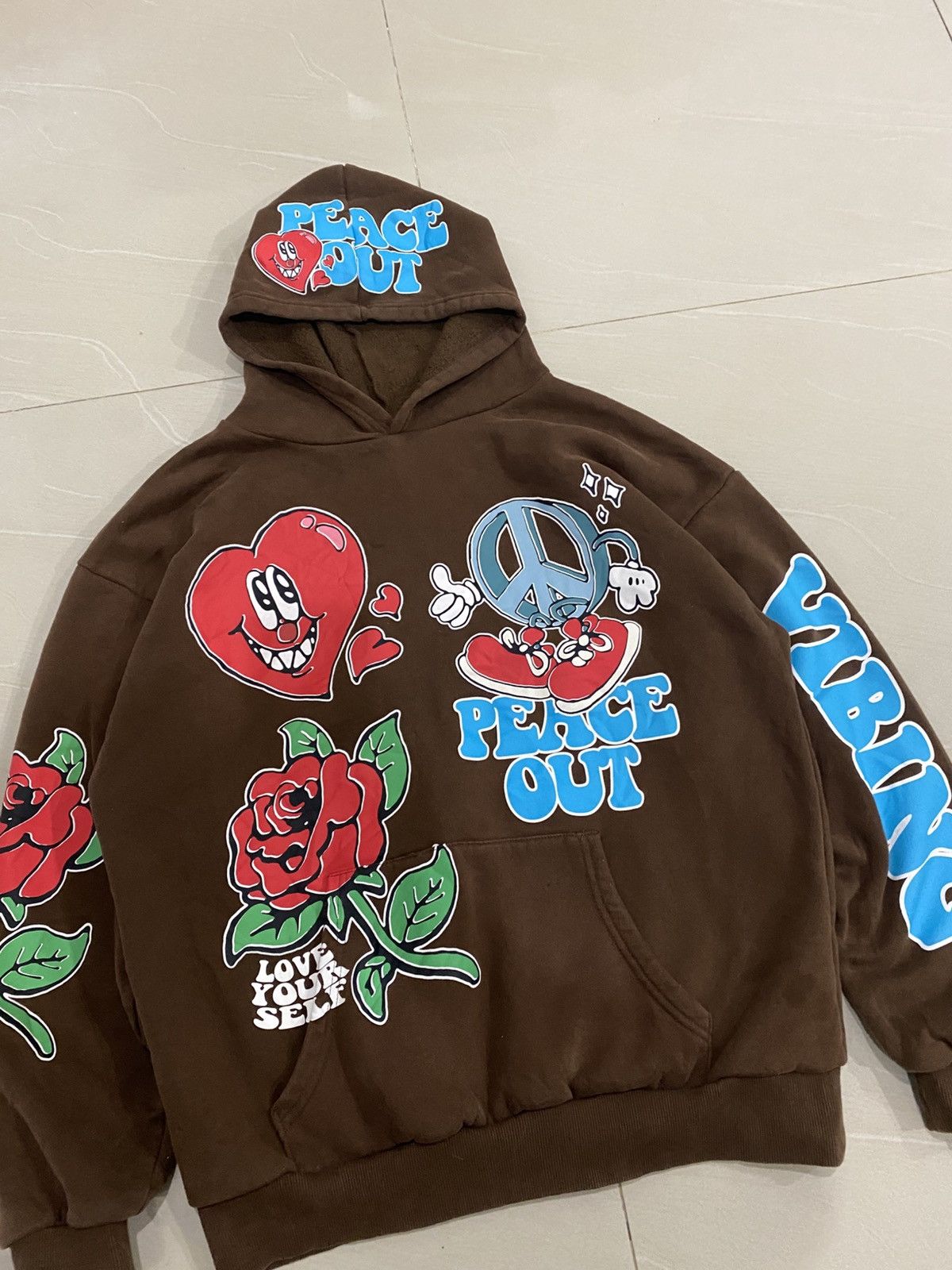 Pacsun Pacsun Peace Out Vibing Brown Hoodie Size US L / EU 52-54 / 3 - 2 Thumbnail