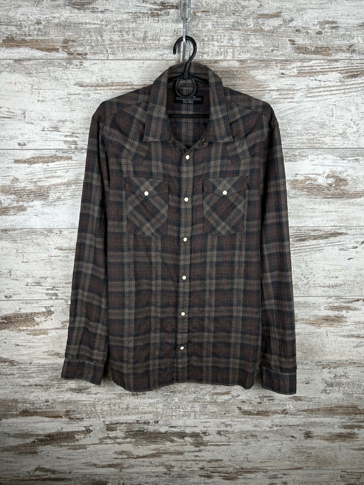 Allsaints × Japanese Brand Mens AllSaints Flannel Shirts button up plain ls shirt y2k Size US S / EU 44-46 / 1 - 1 Thumbnail
